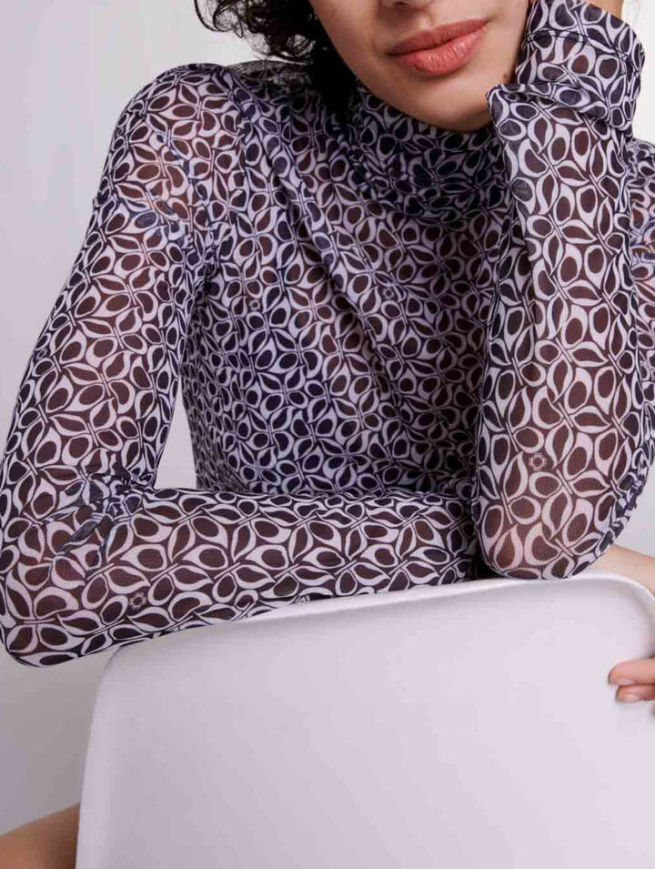 Semi-sheer patterned top