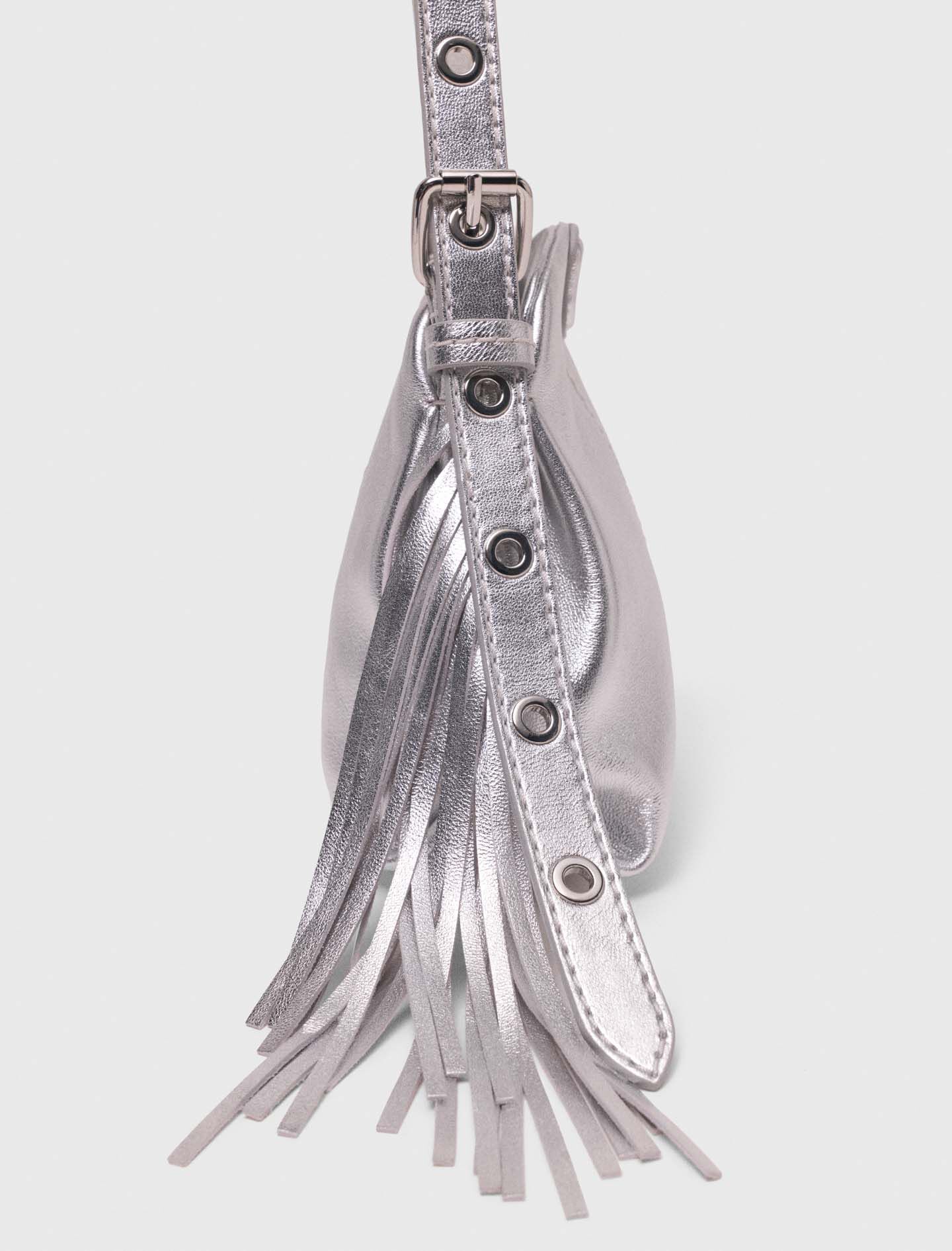 Metallic leather Miss M micro bag Black / Gray For Women | Maje