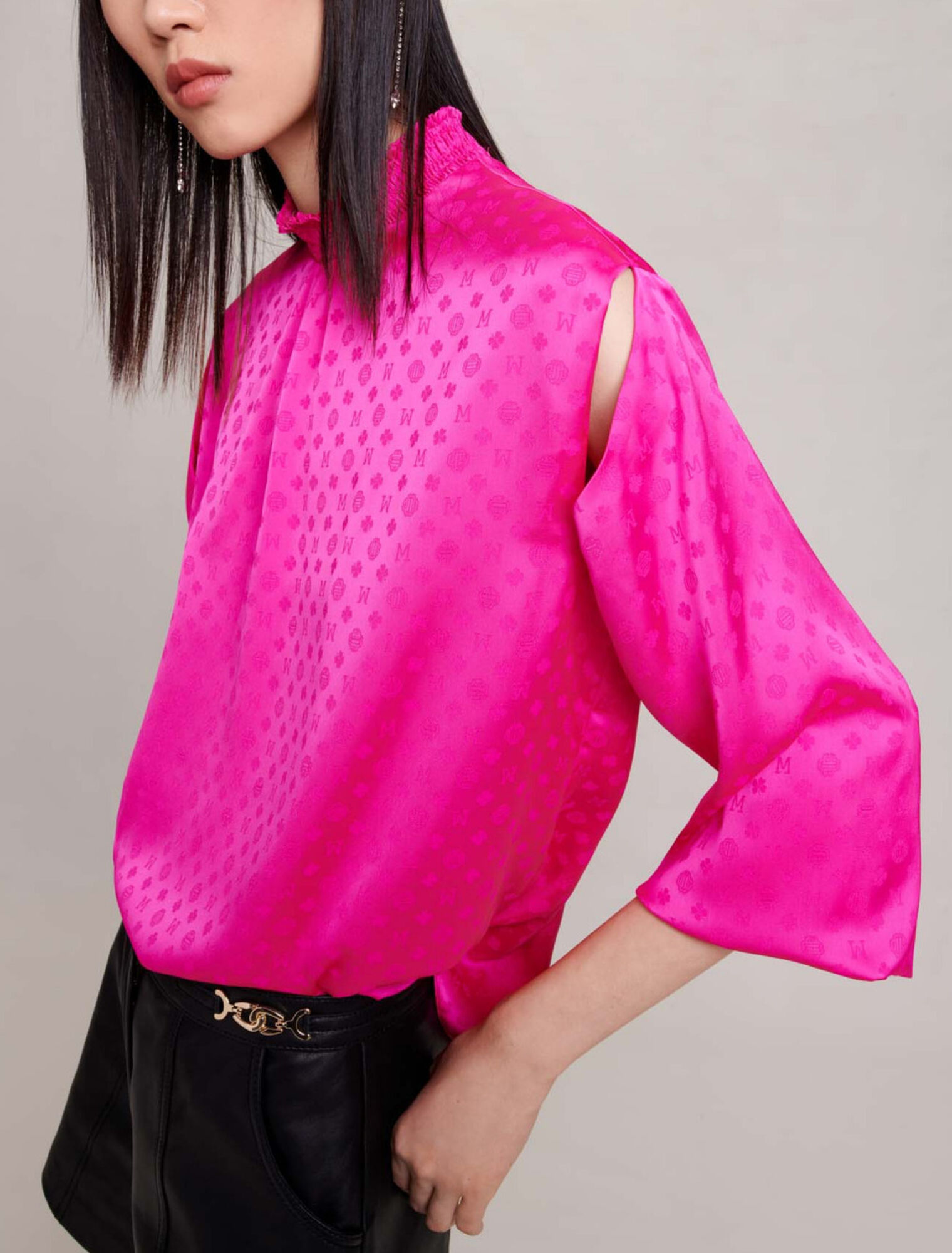Satin jacquard blouse