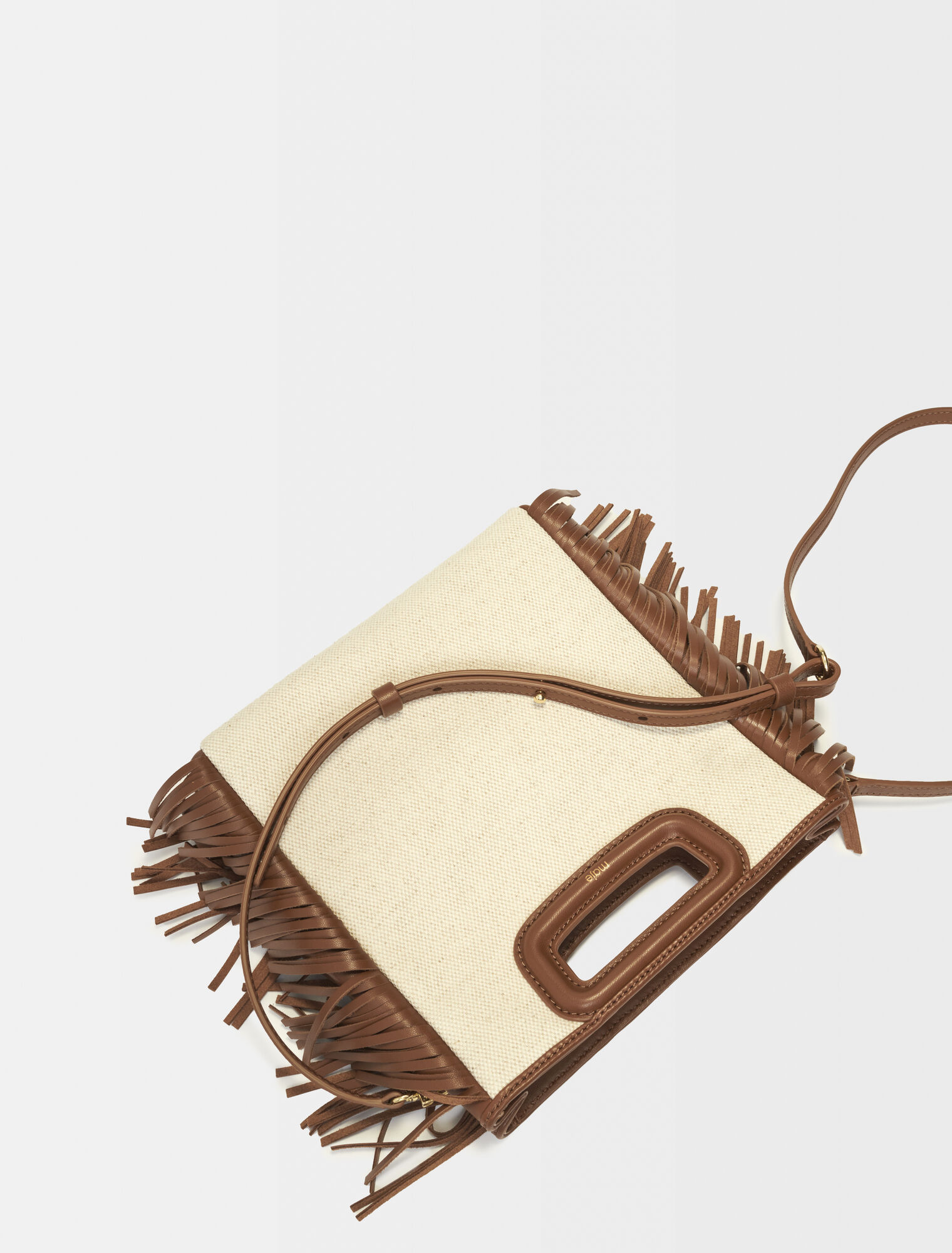 Leather and material mix M bag