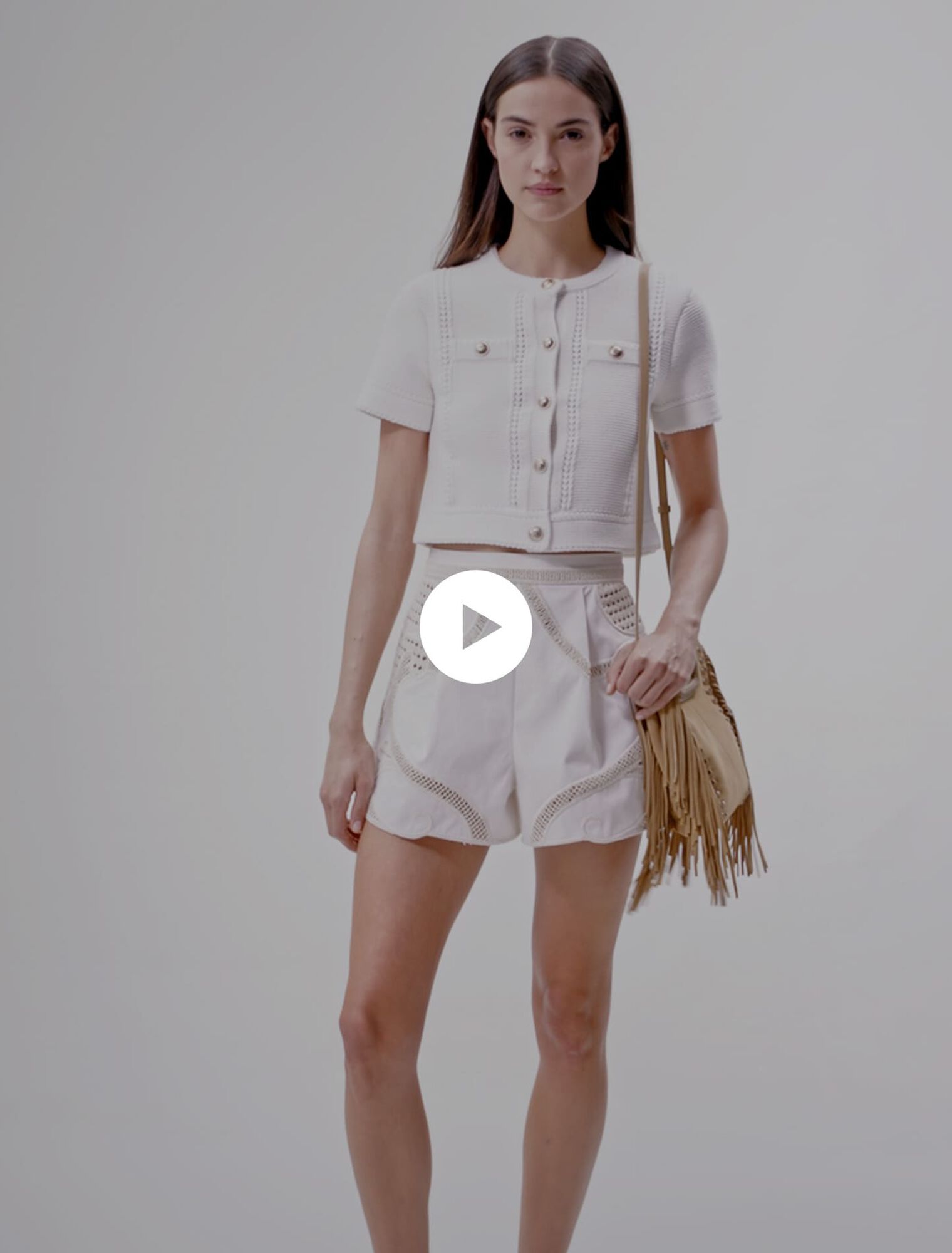 Crochet-knit shorts