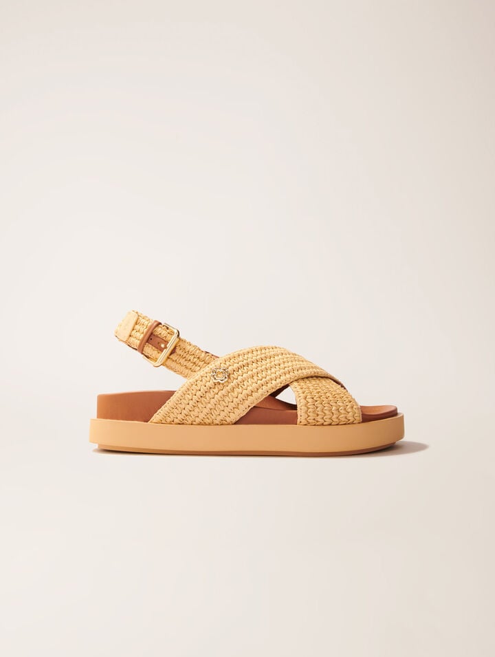 Raffia-effect flat sandals