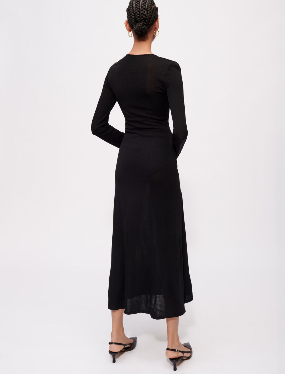Stretch mesh dress with openings Black Gray For Women Maje