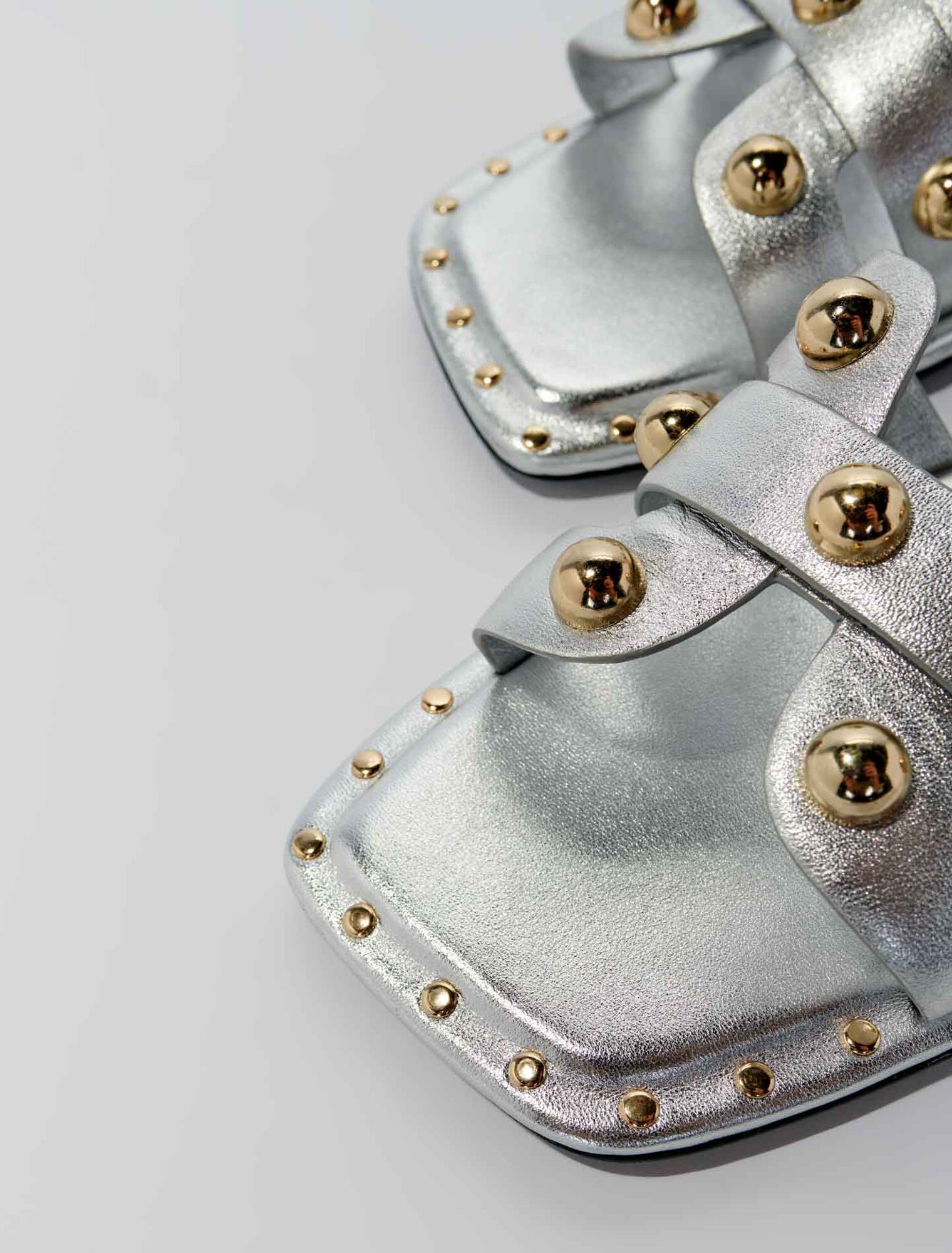 Studded leather mules