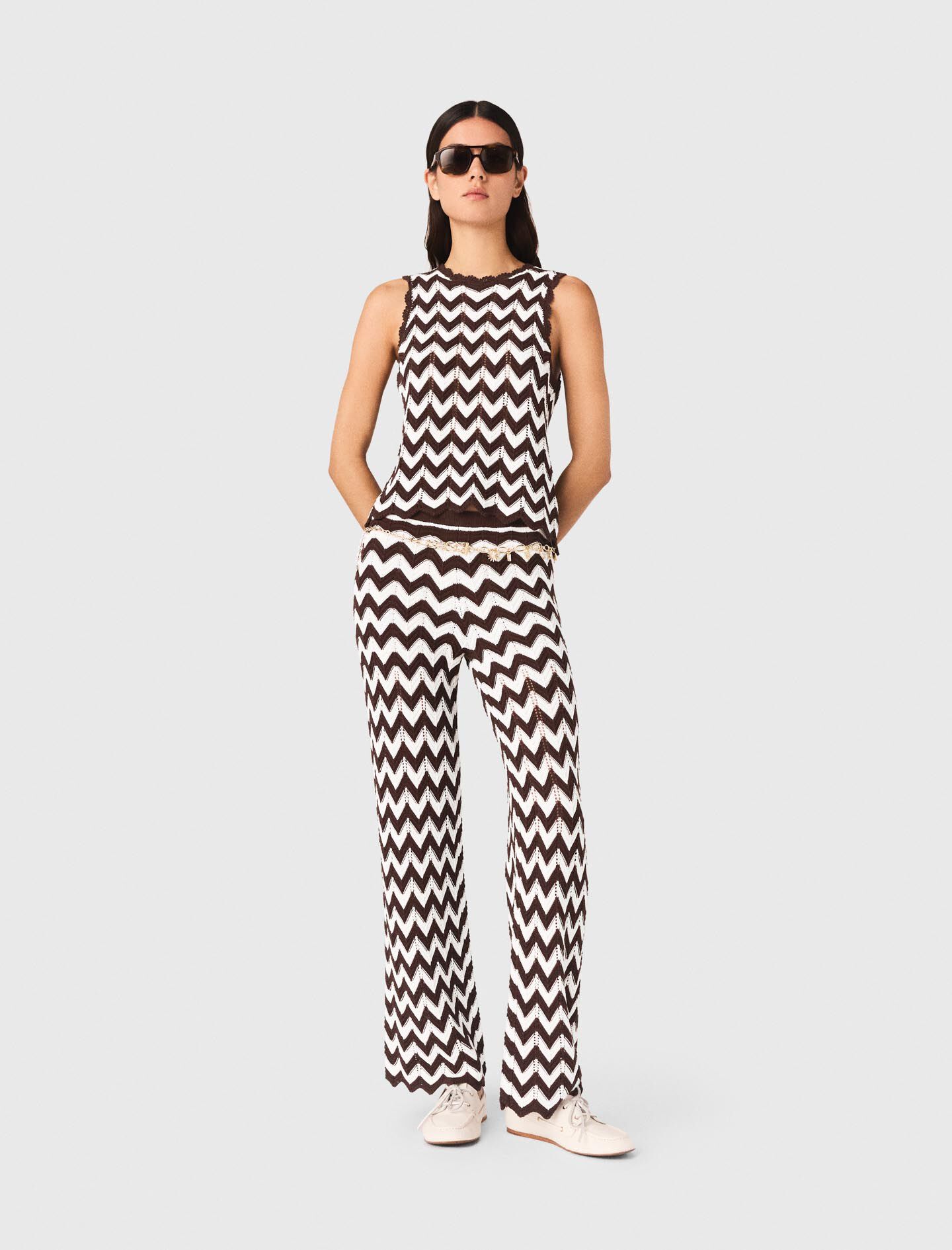 Zigzag crochet top Brown For Women | Maje