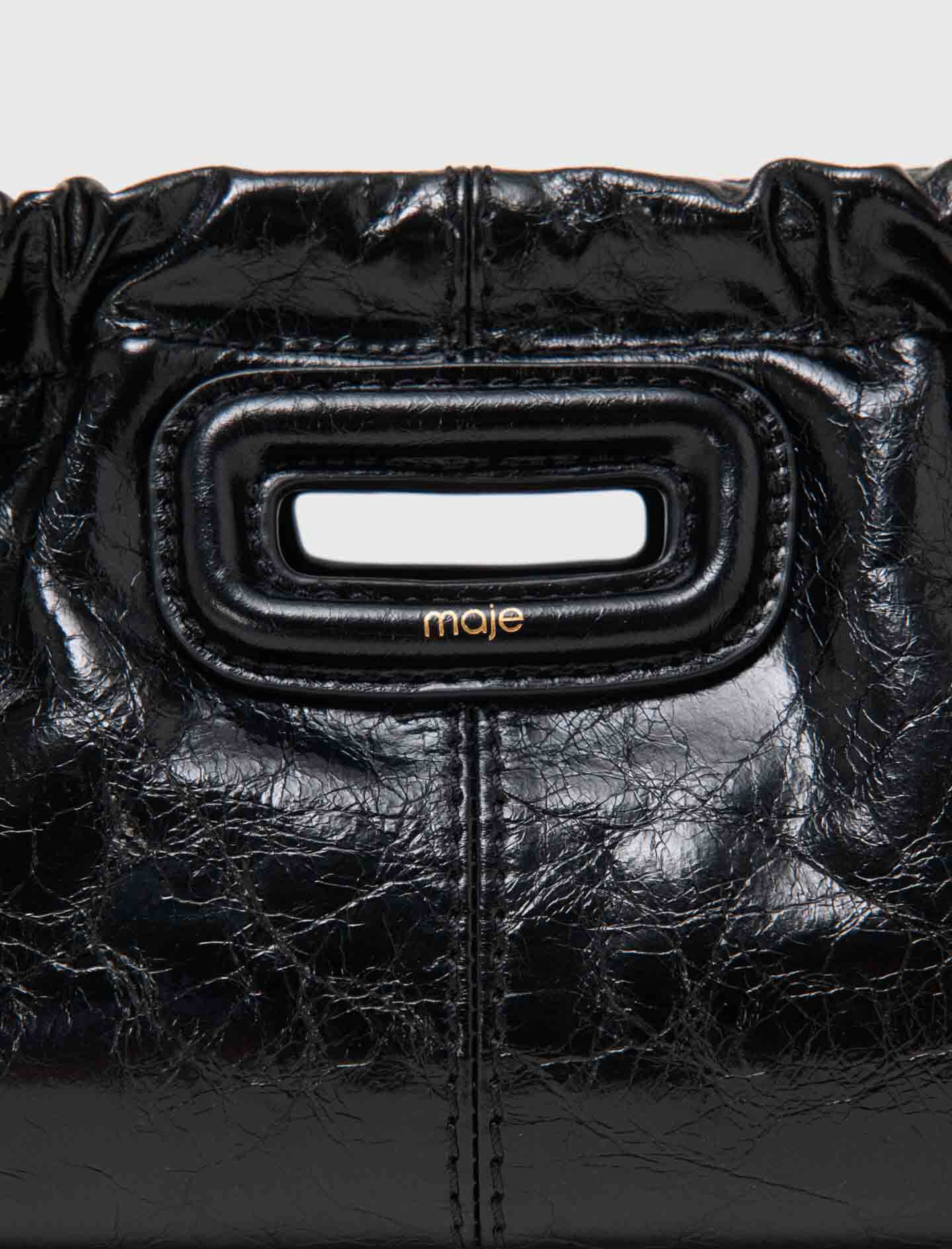 Crackled leather Milpli Gazette Black / Gray For Women | Maje