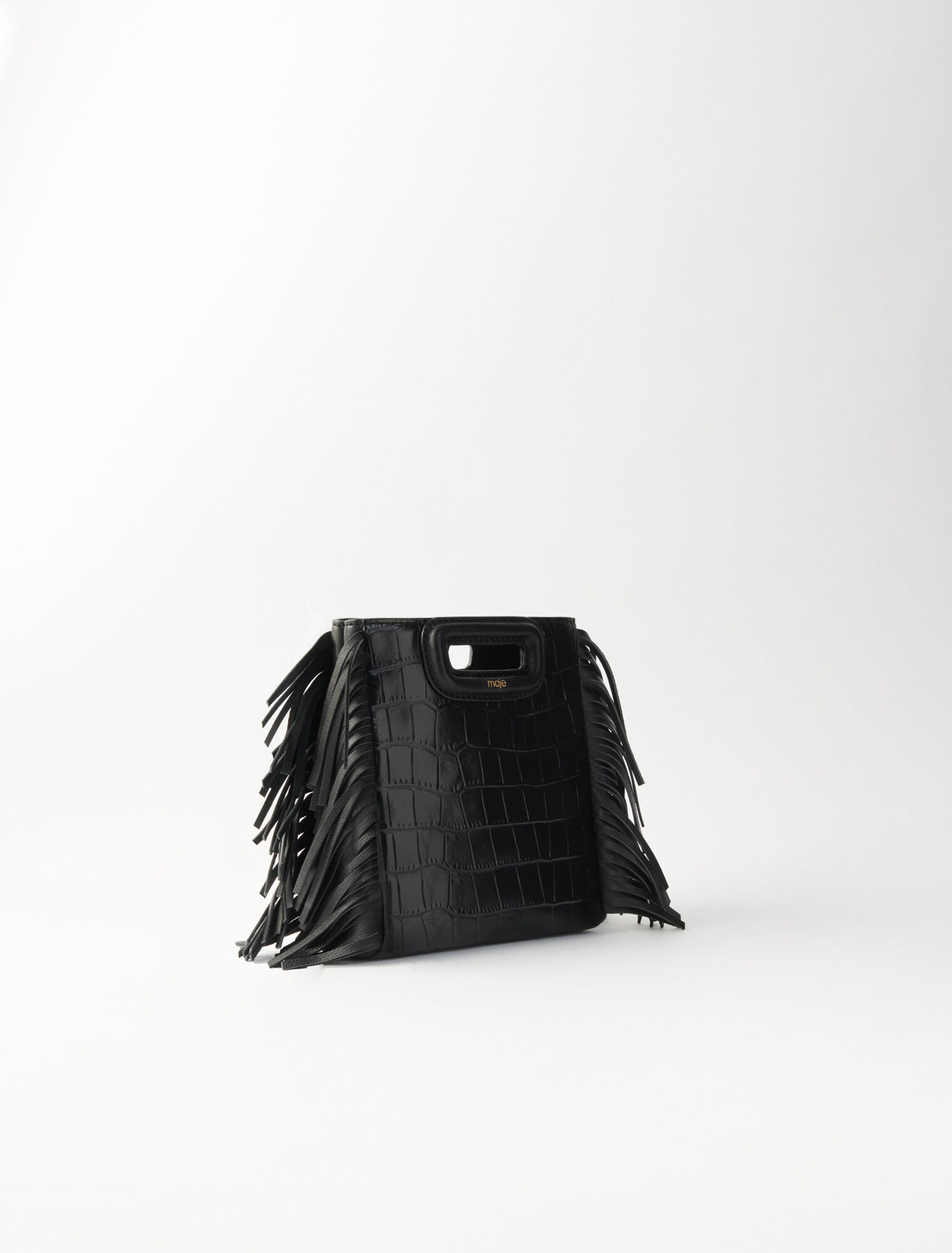 Mini embossed-leather M bag with chain