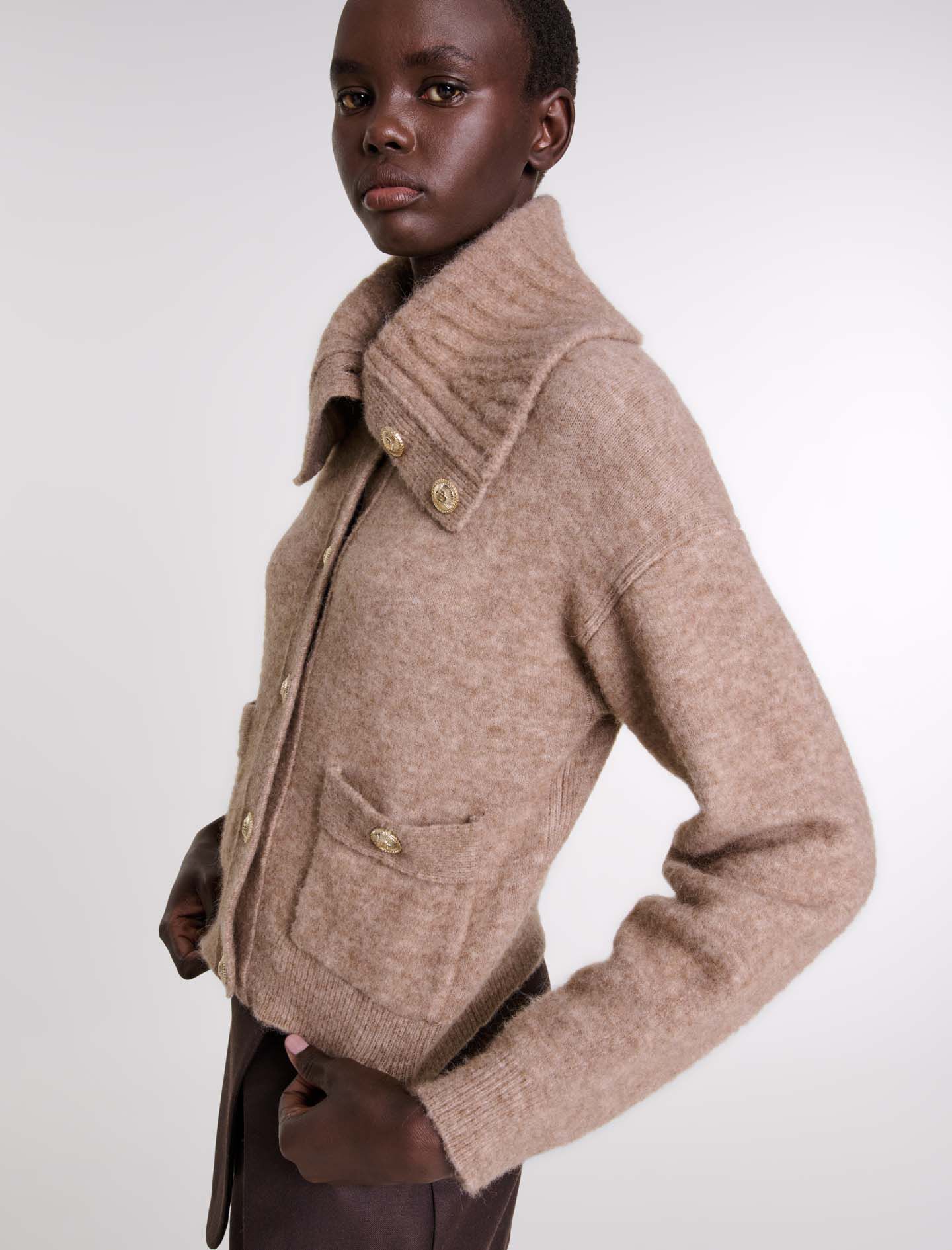 Wool-blend cardigan Brown For Women | Maje Wool-blend cardigan Brown For Women | Maje