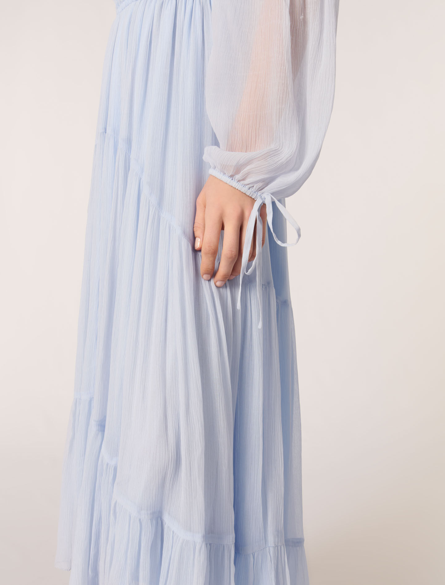 Chiffon maxi dress Blue For Women | Maje