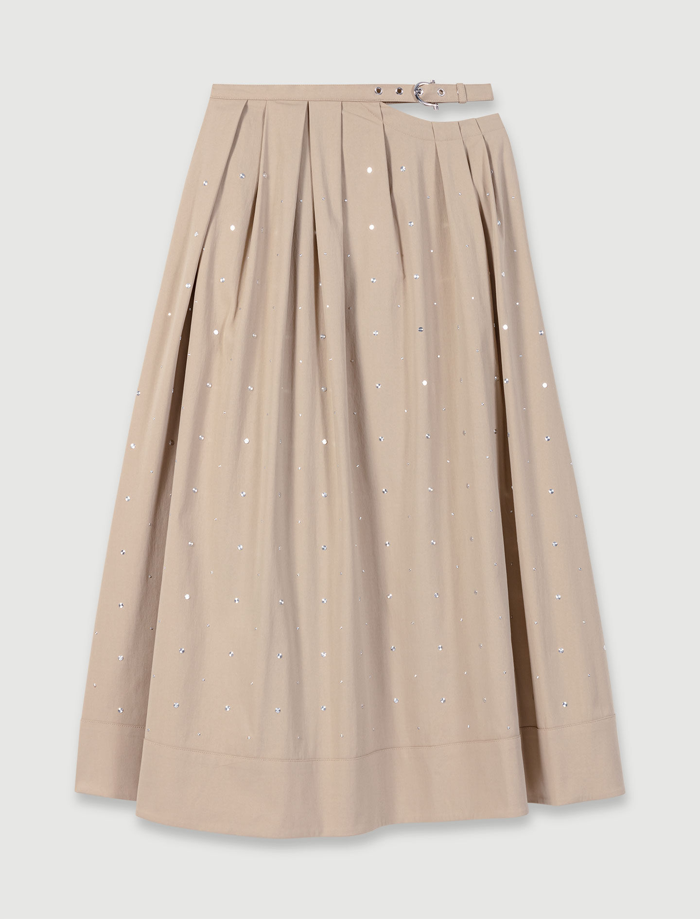 Long studded cotton skirt Natural For Women | Maje