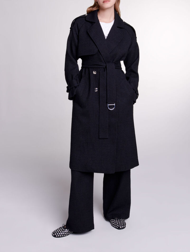 Tweed trench coat