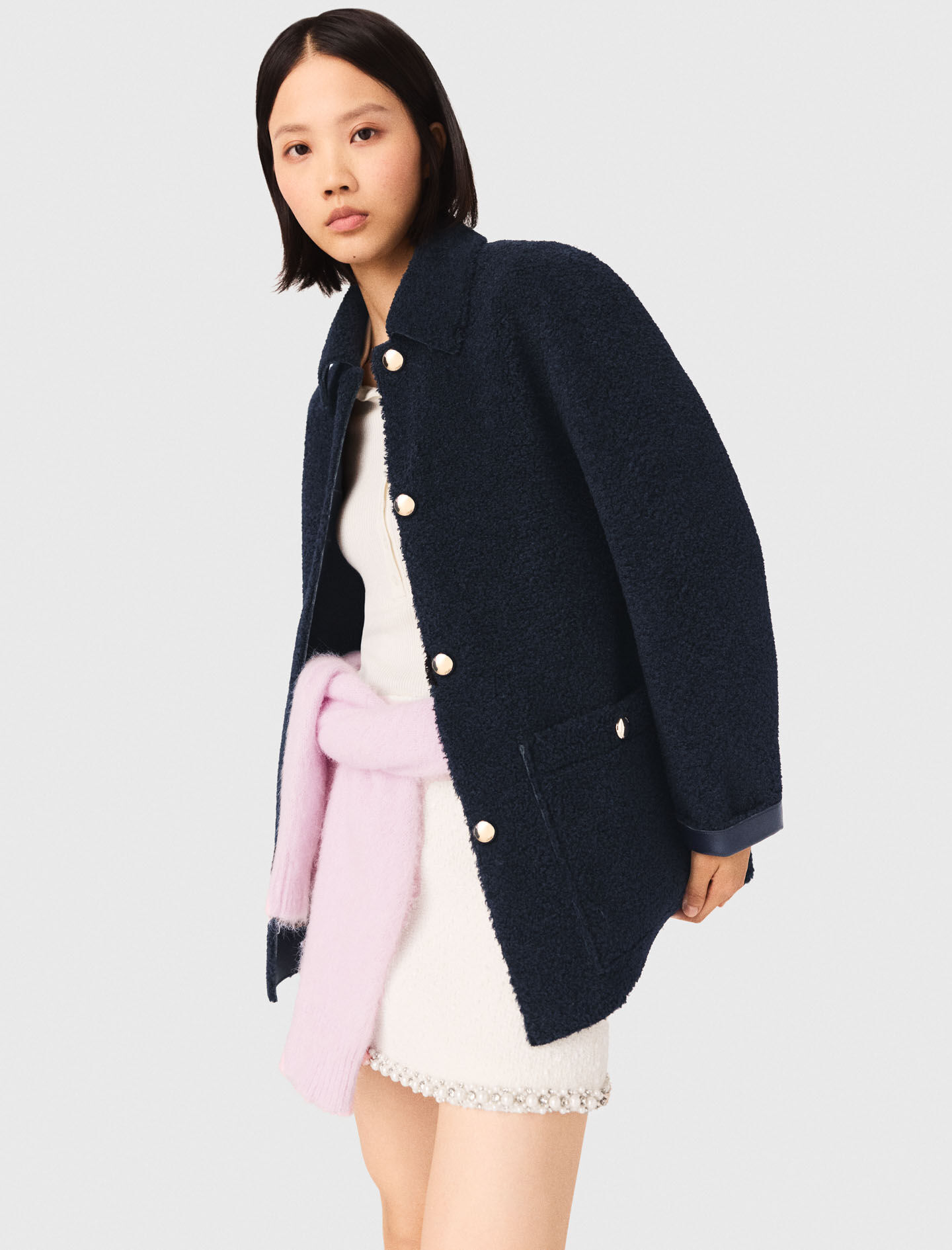 Reversible faux shearling Blue For Women | Maje