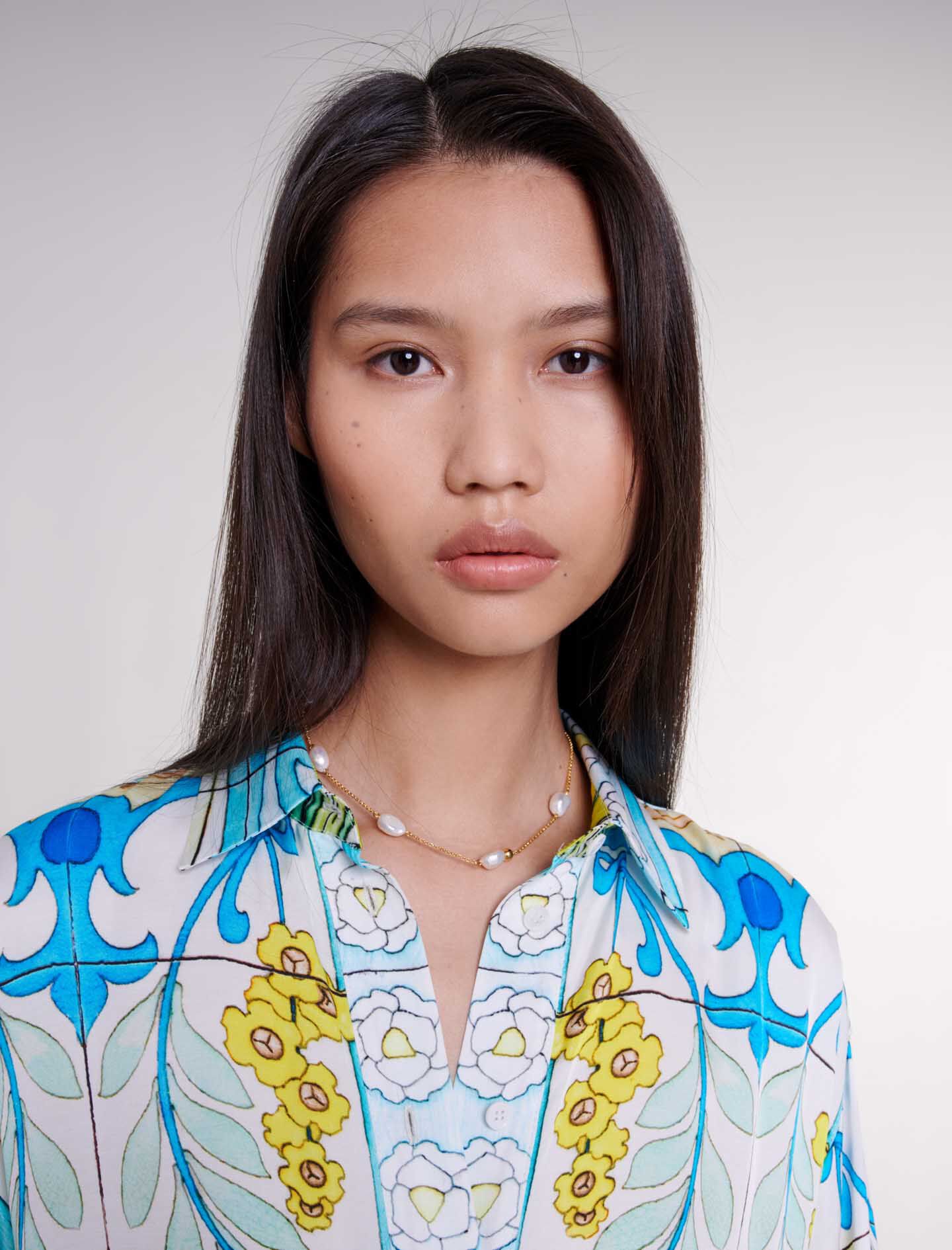 A*.様 MSAKI MATSUSHIMA PARIS design shirt MASAKI MATSUSHIMA 90s Archive Blue and Grey Crackled Paint