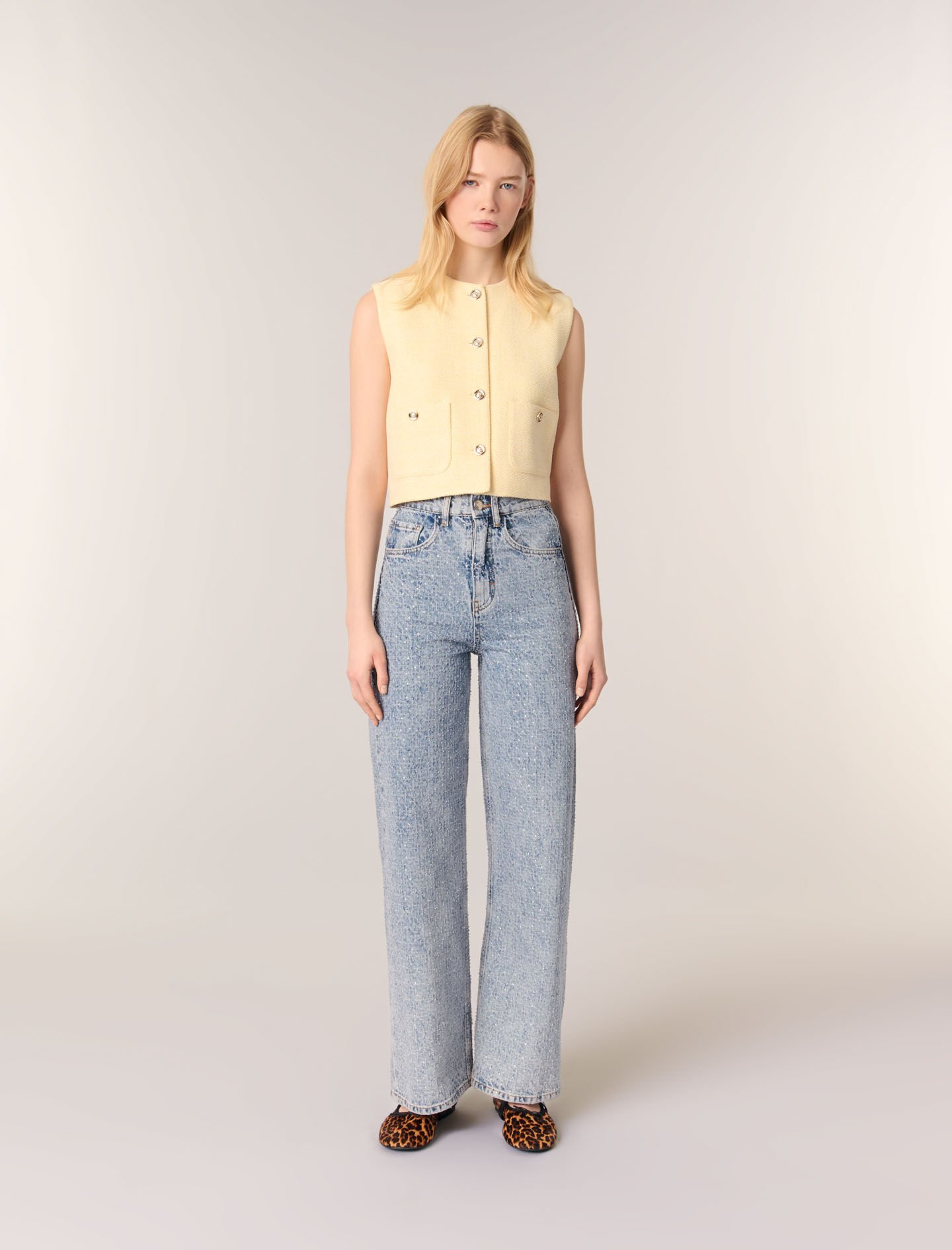 アメリカ通販ファッション Rhinestone baggy jeans Blue For Women | Maje フォーマル・ドレス・スーツ