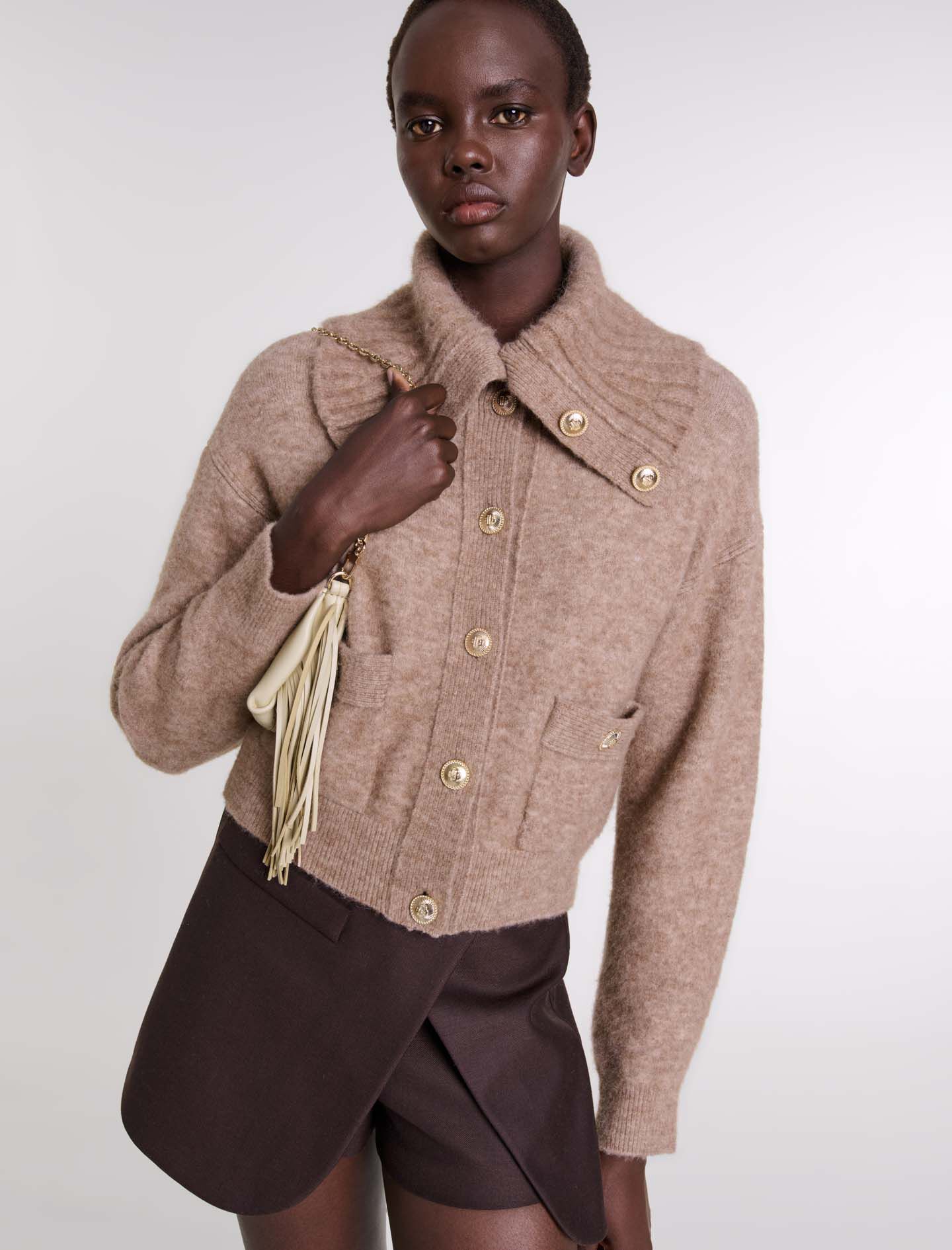 Wool-blend cardigan Brown For Women | Maje