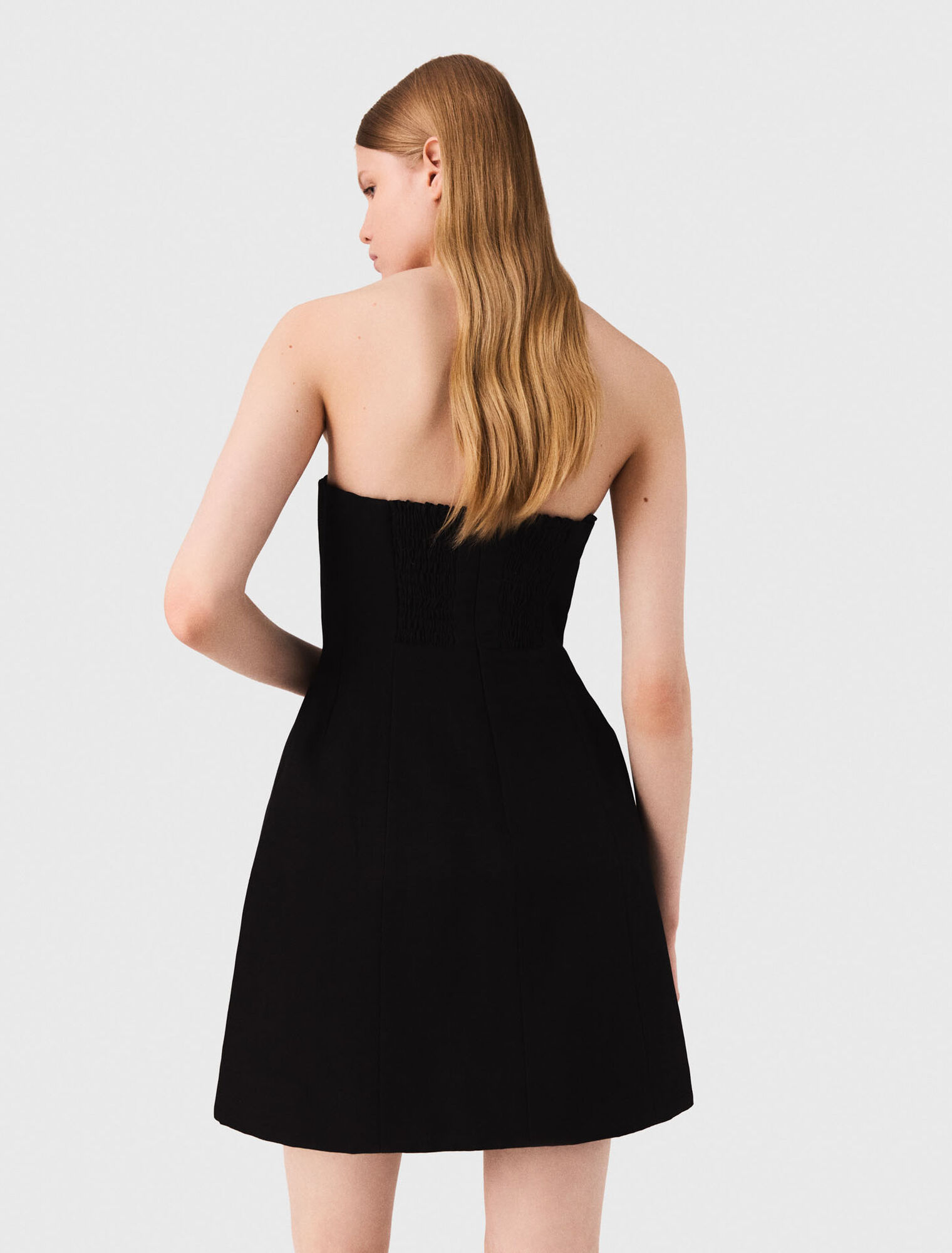 Mini strapless linen dress