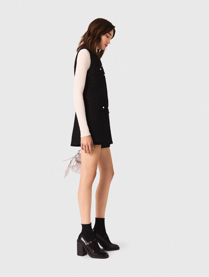 Tweed playsuit with rhinestones