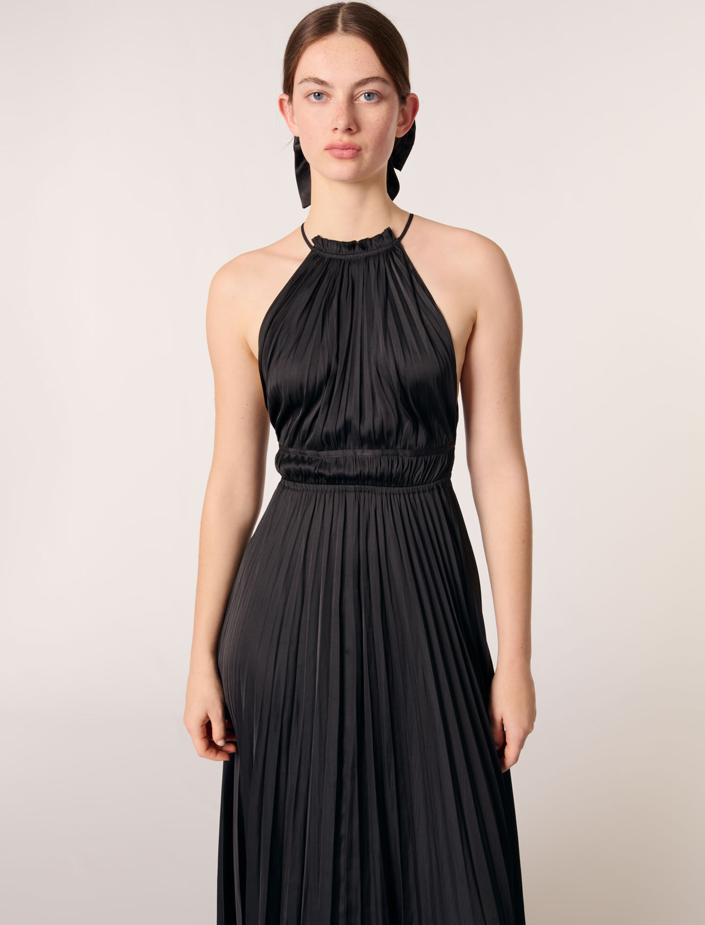 Majolica Pleated Chiffon Long Dress