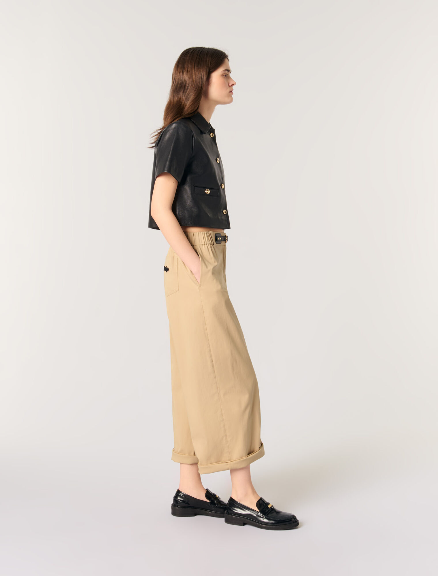 Wide-leg cotton pants