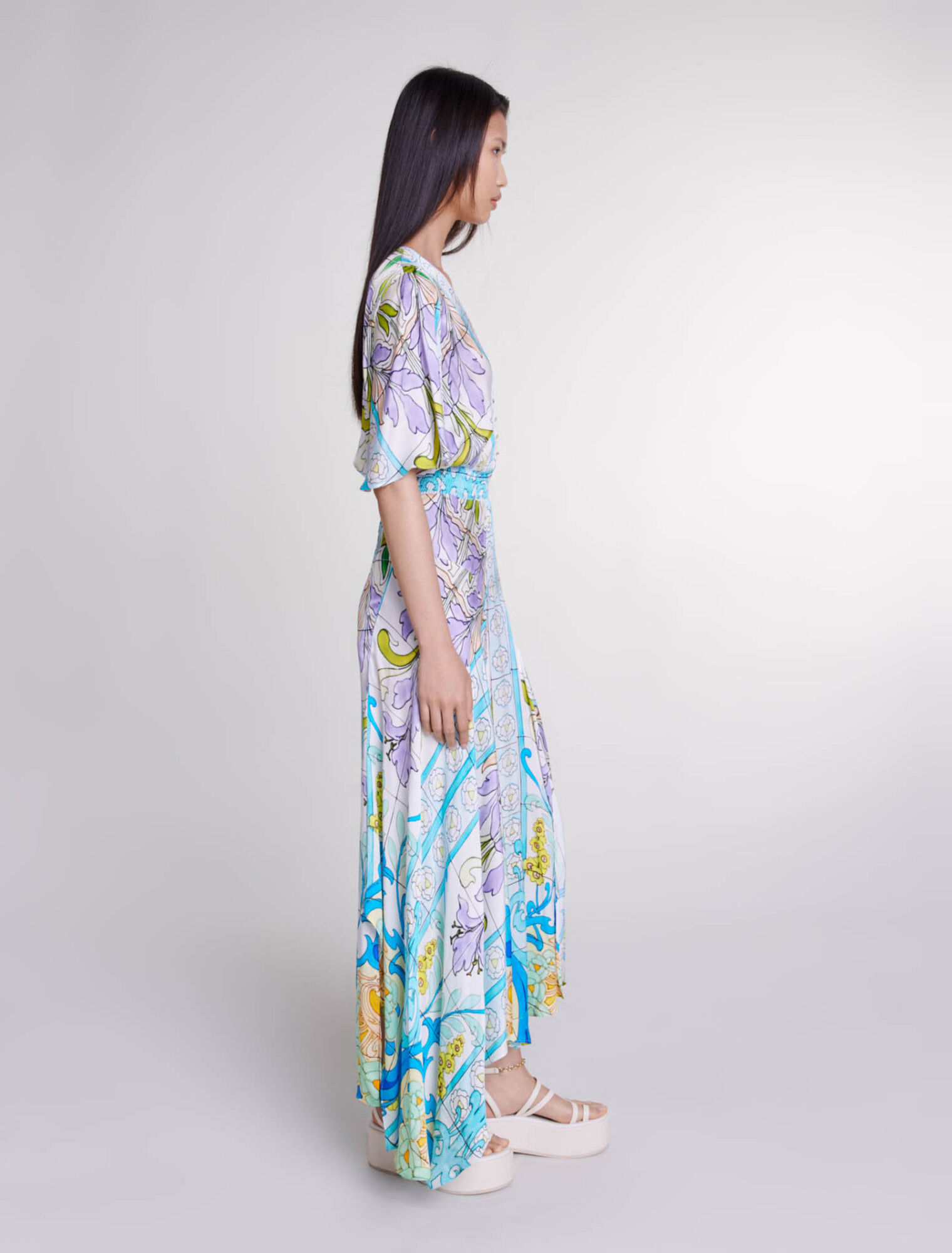 Satin-look patterned maxi dress