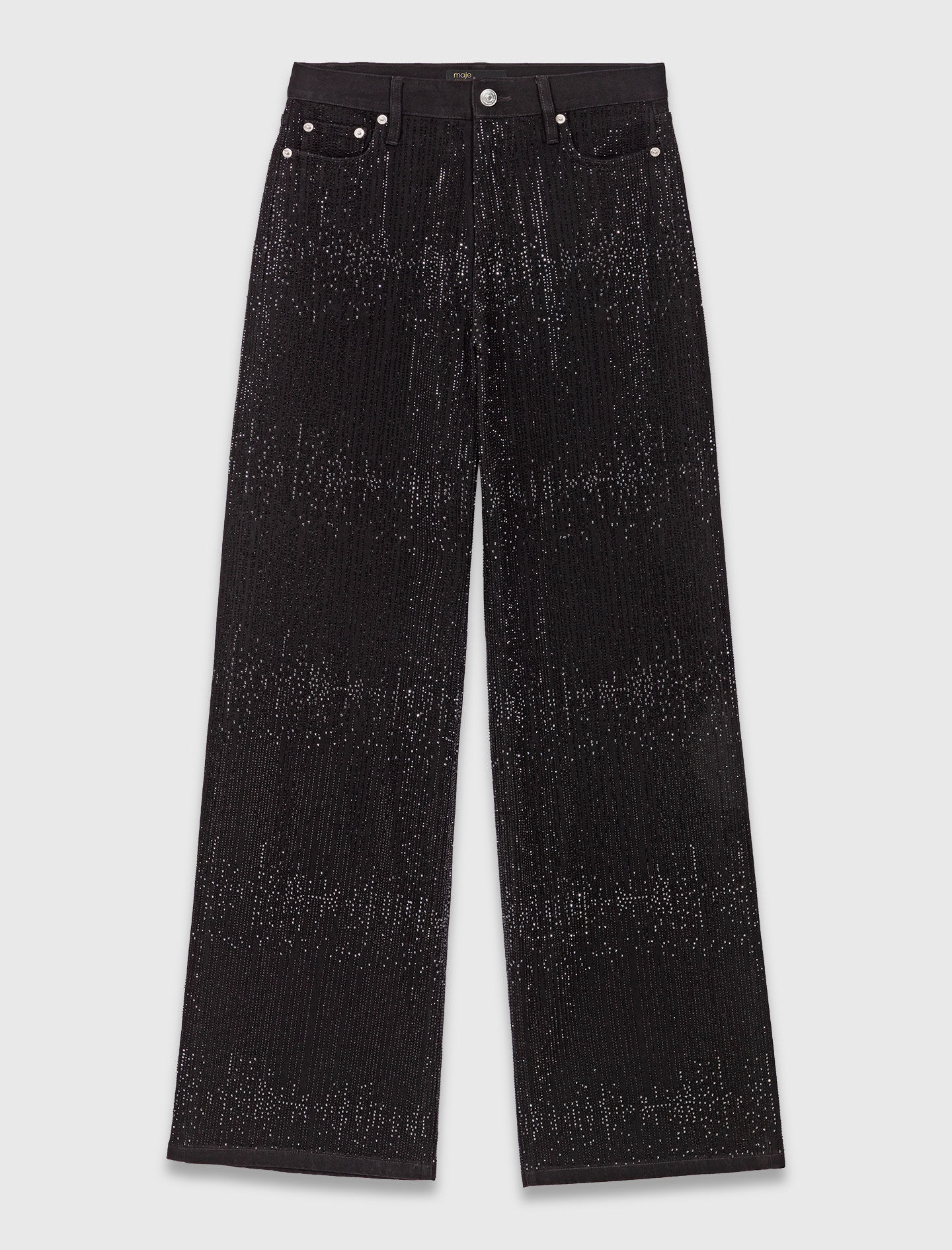 majeページ Wide-leg rhinestone cutaway jeans Blue For Women | Maje