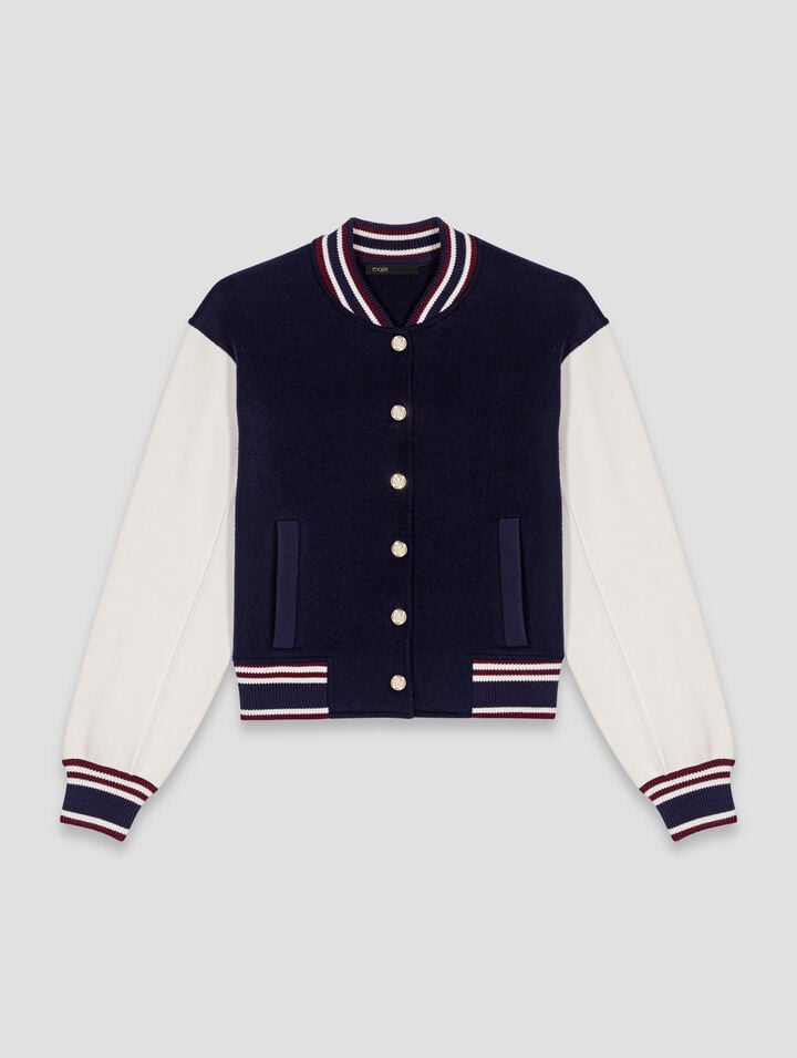 Mixed fabric bomber
