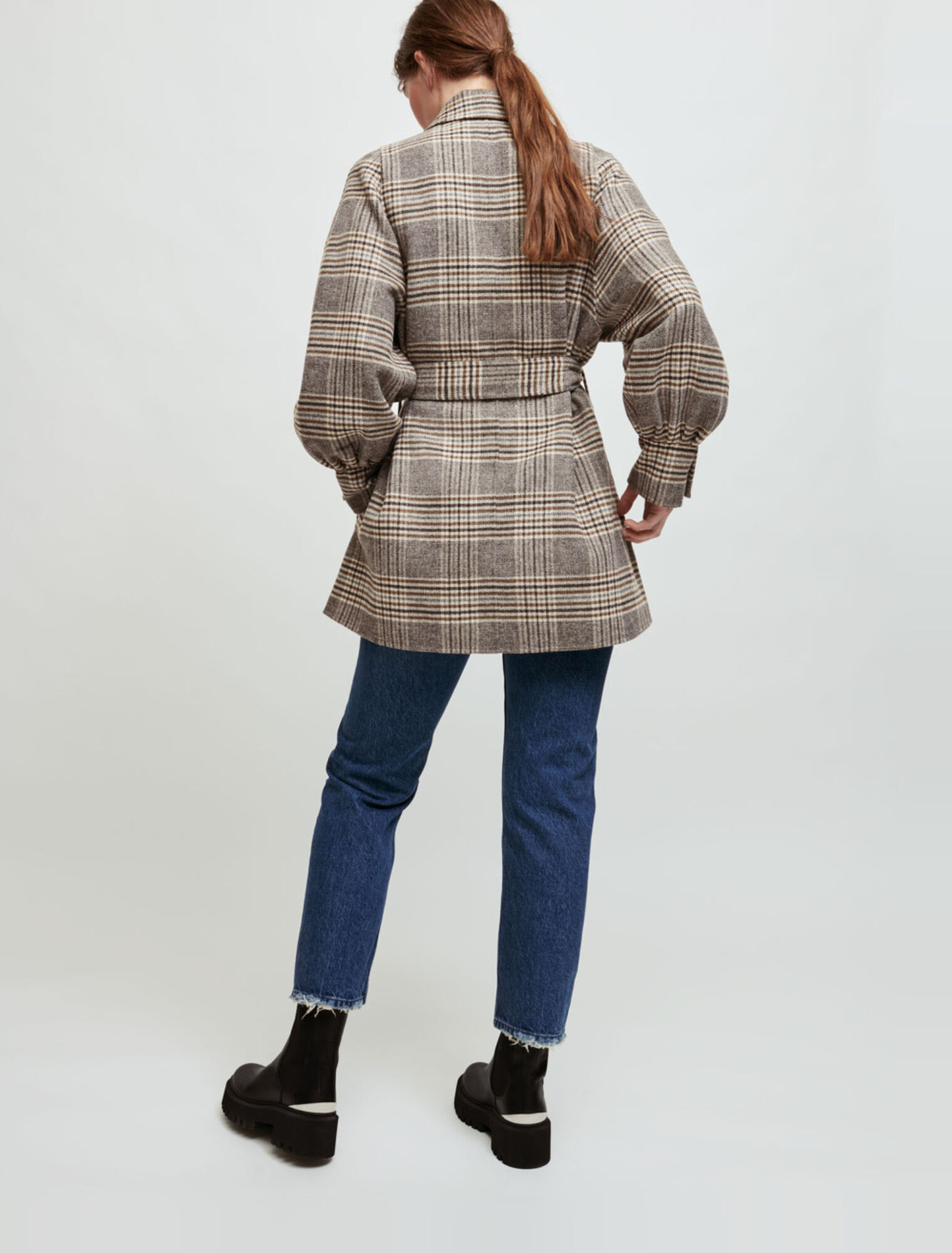 Double-faced checked coat