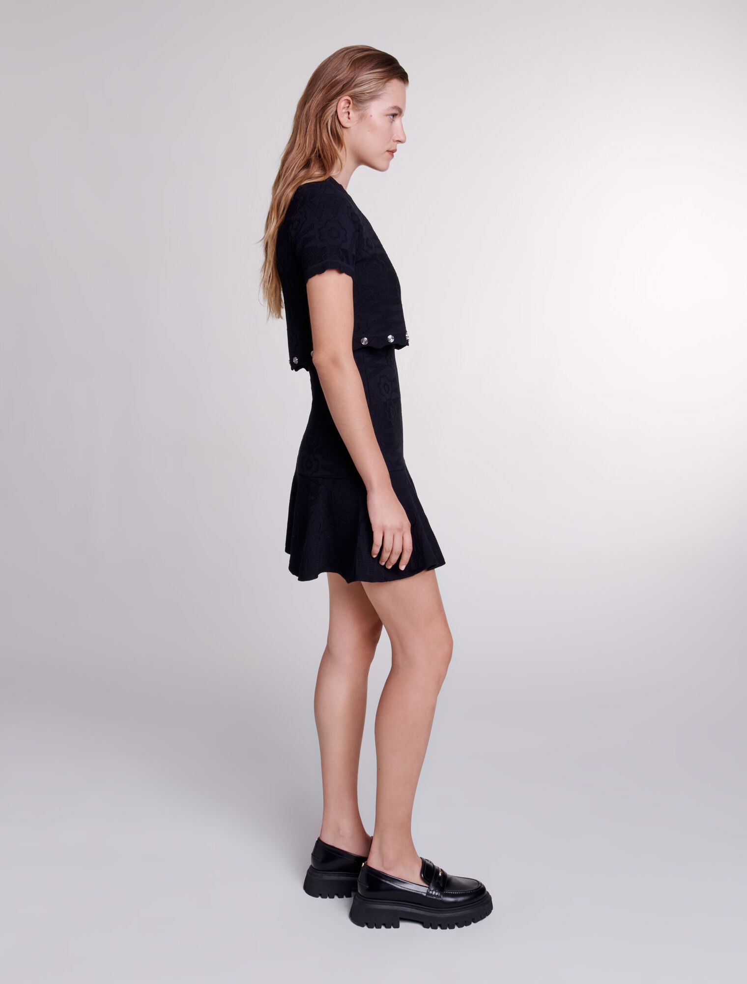 Trompe l'œil knit mini dress