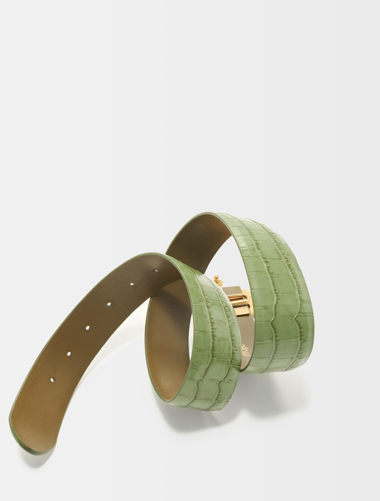 Maje double M croco-effect leather belt