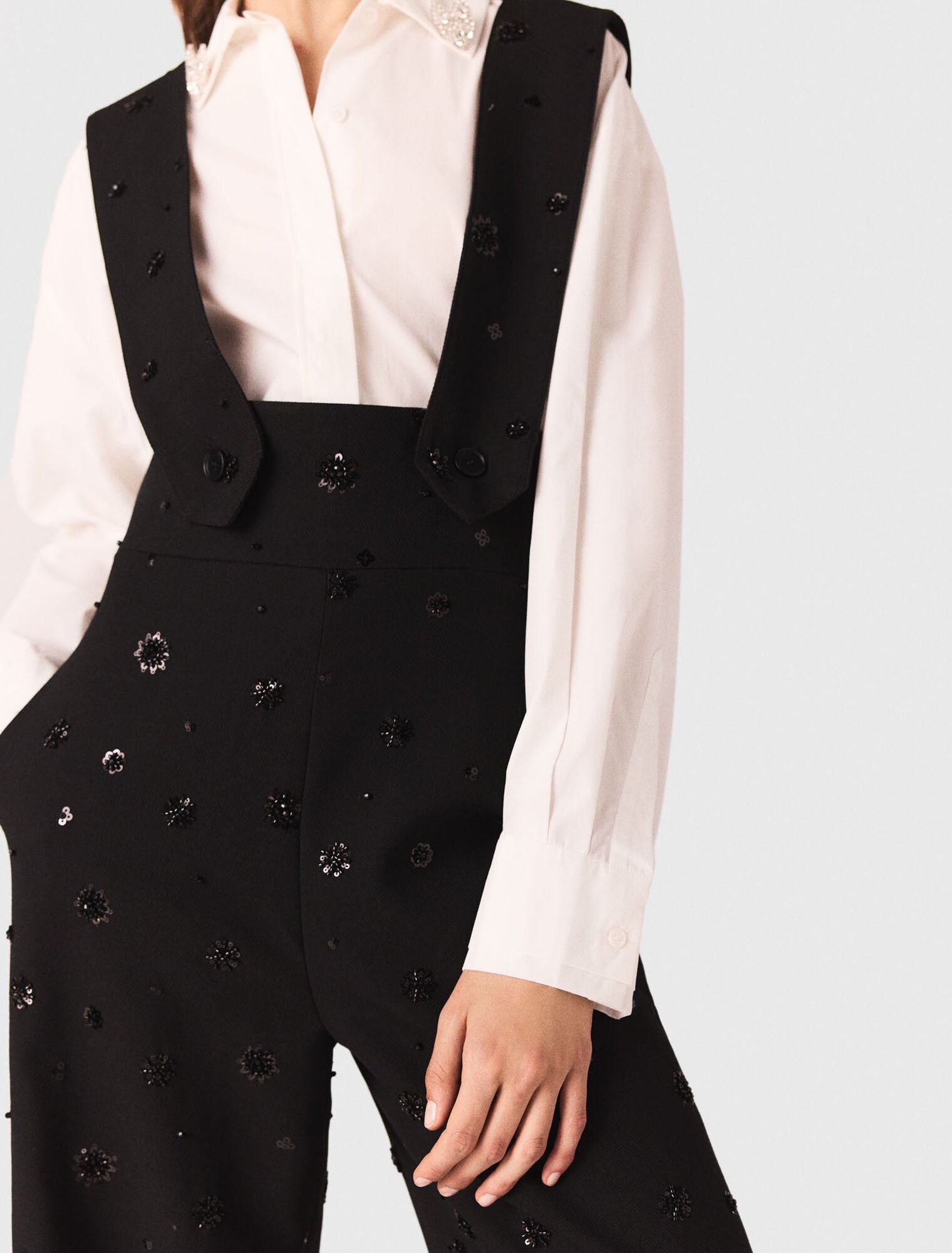 Embroidered trousers with braces