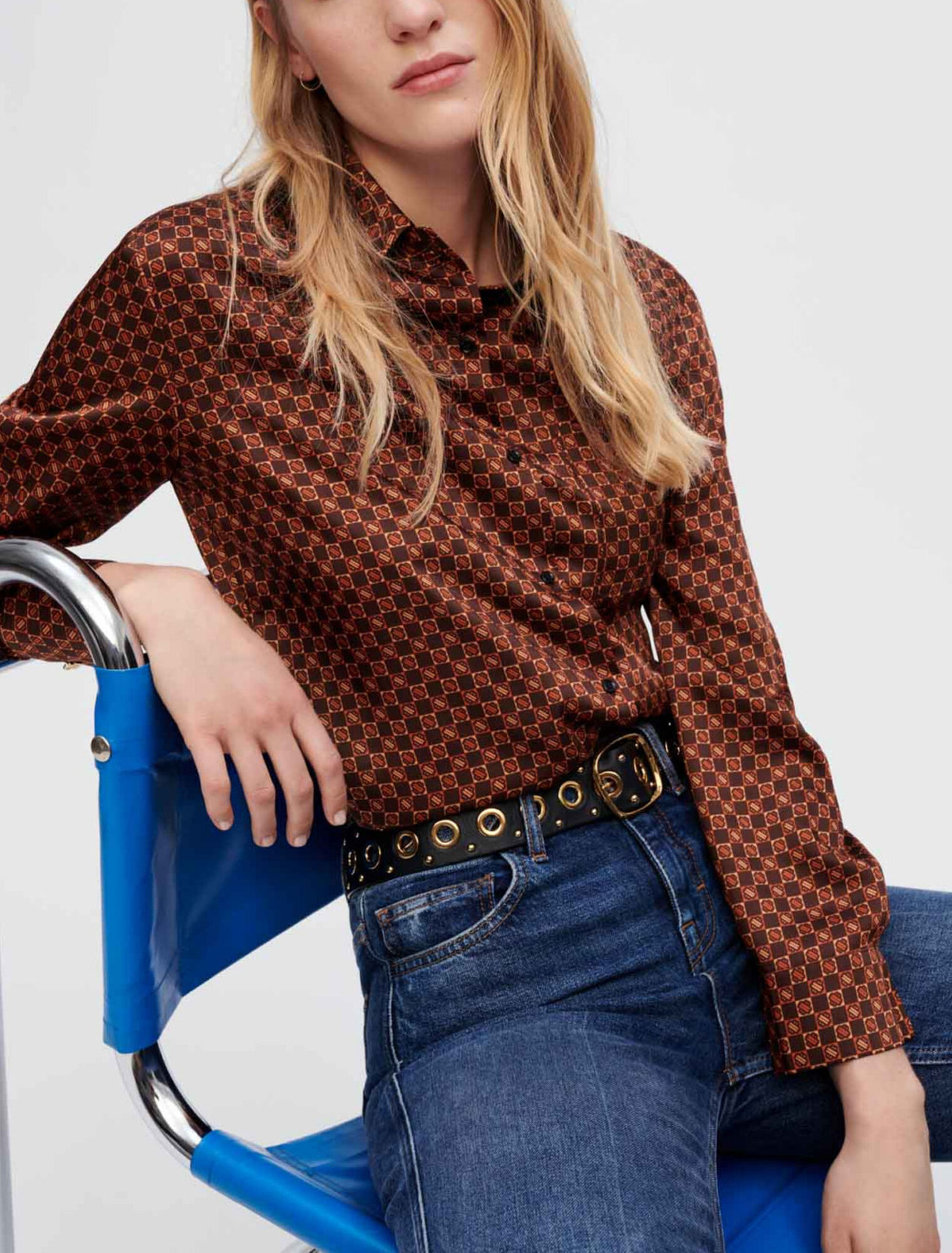Mini Clover printed satin shirt