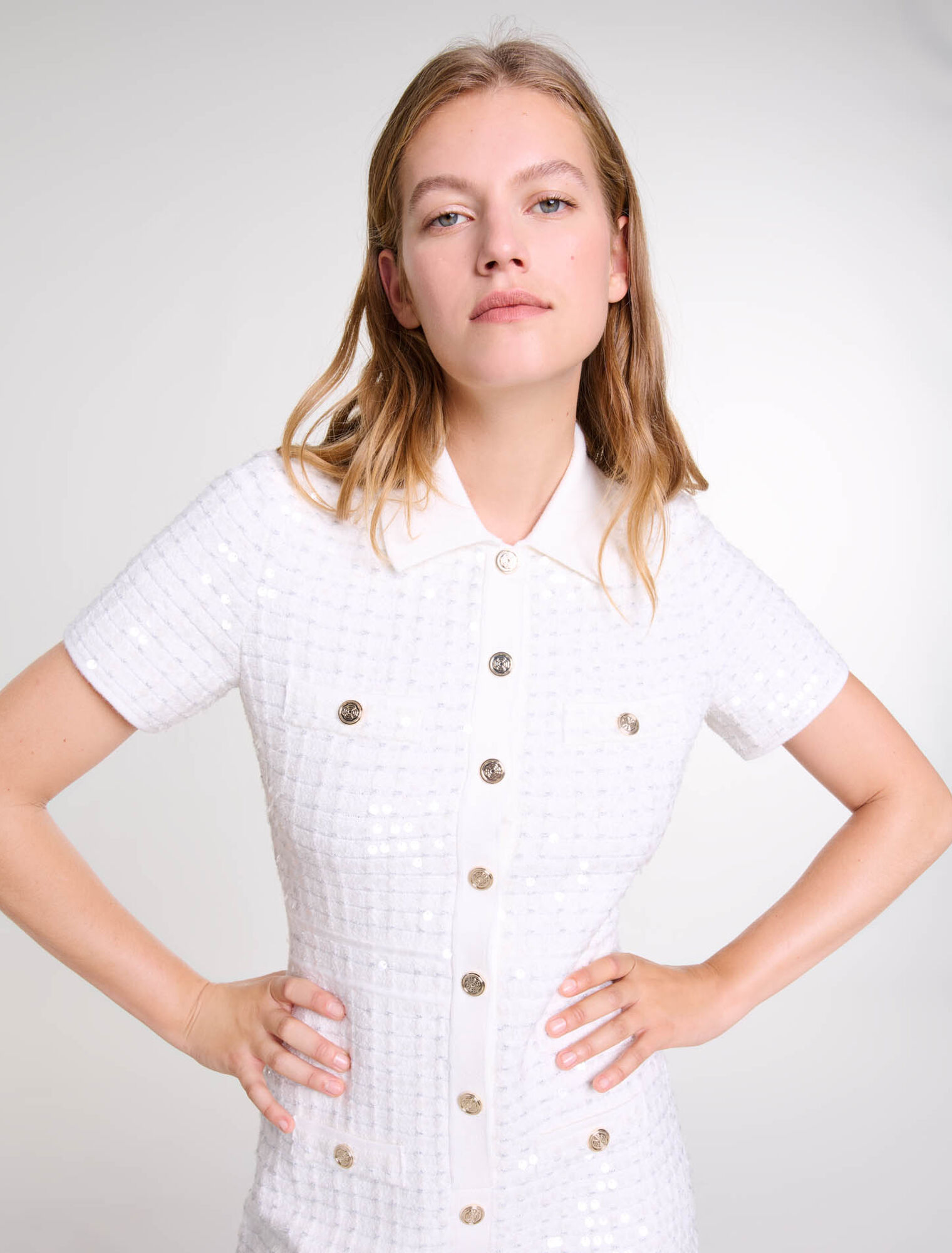 Sequin knit short dress