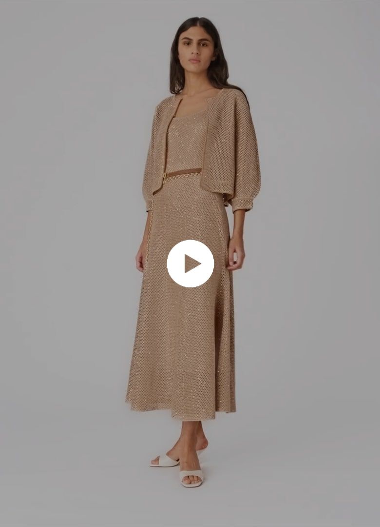 Rhinestone knit cardigan Natural For Women | Maje