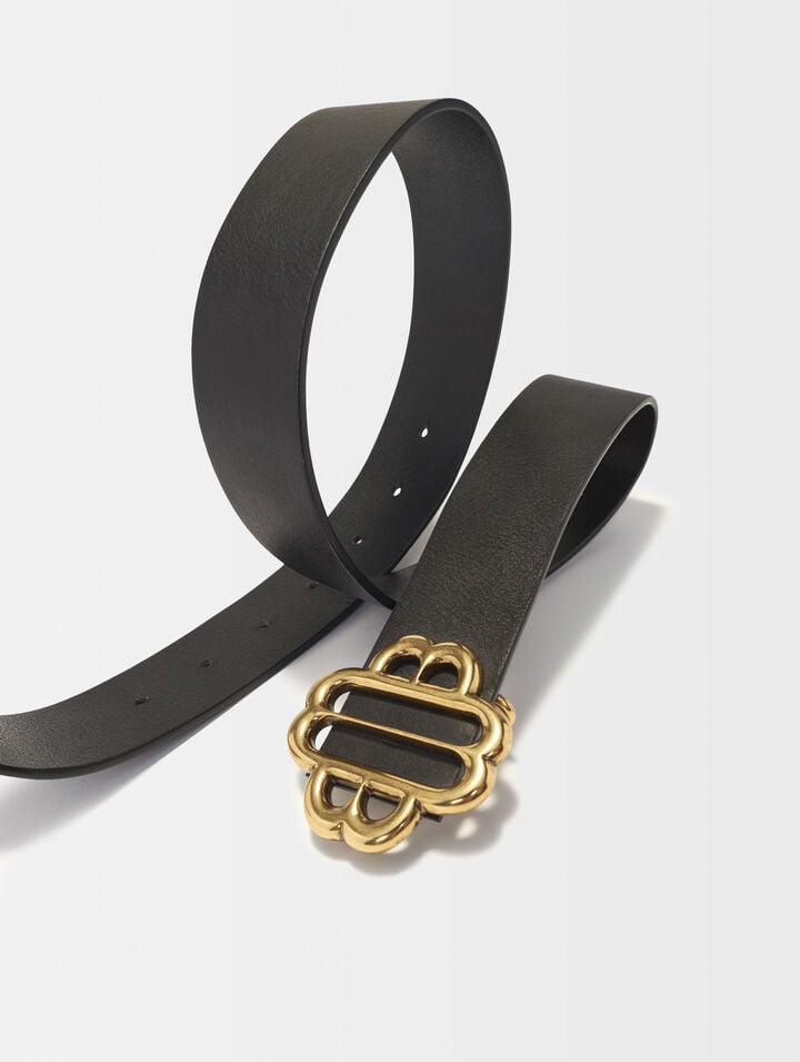 Leather belt with Clover logo