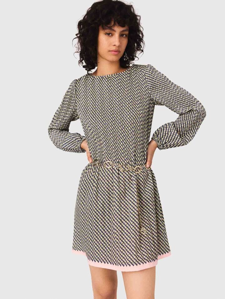 Patterned pleated dress