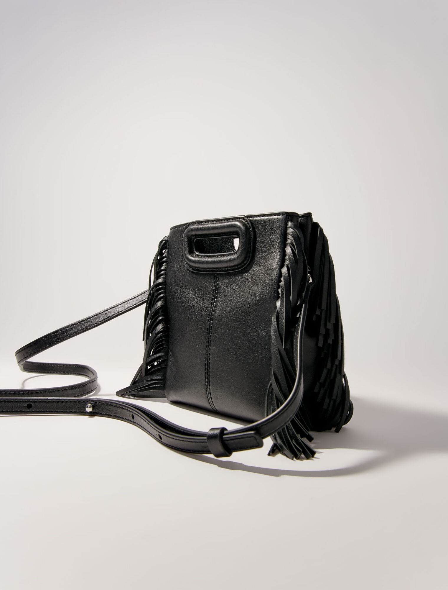 M mini leather bag with fringes