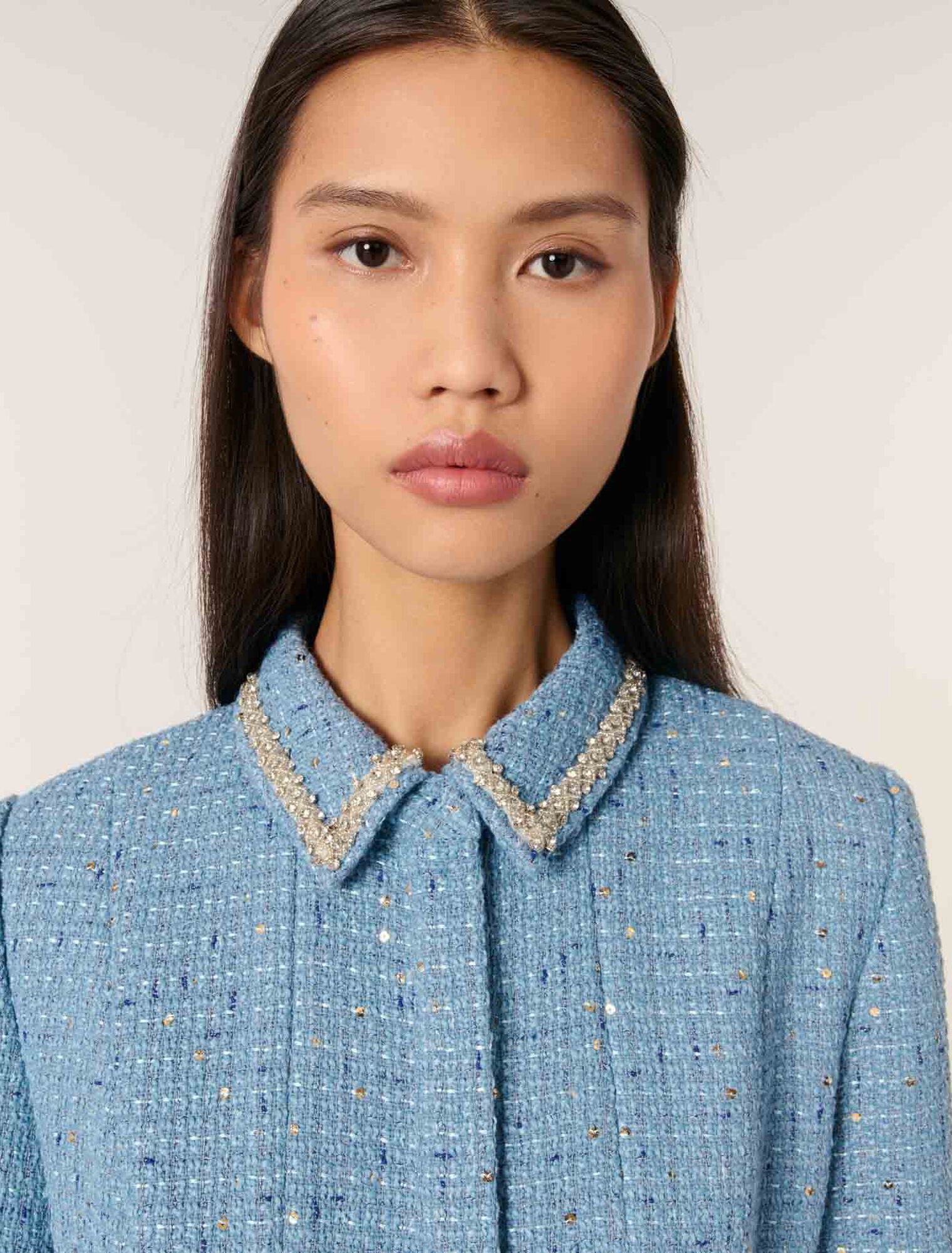 Sequin tweed mini dress