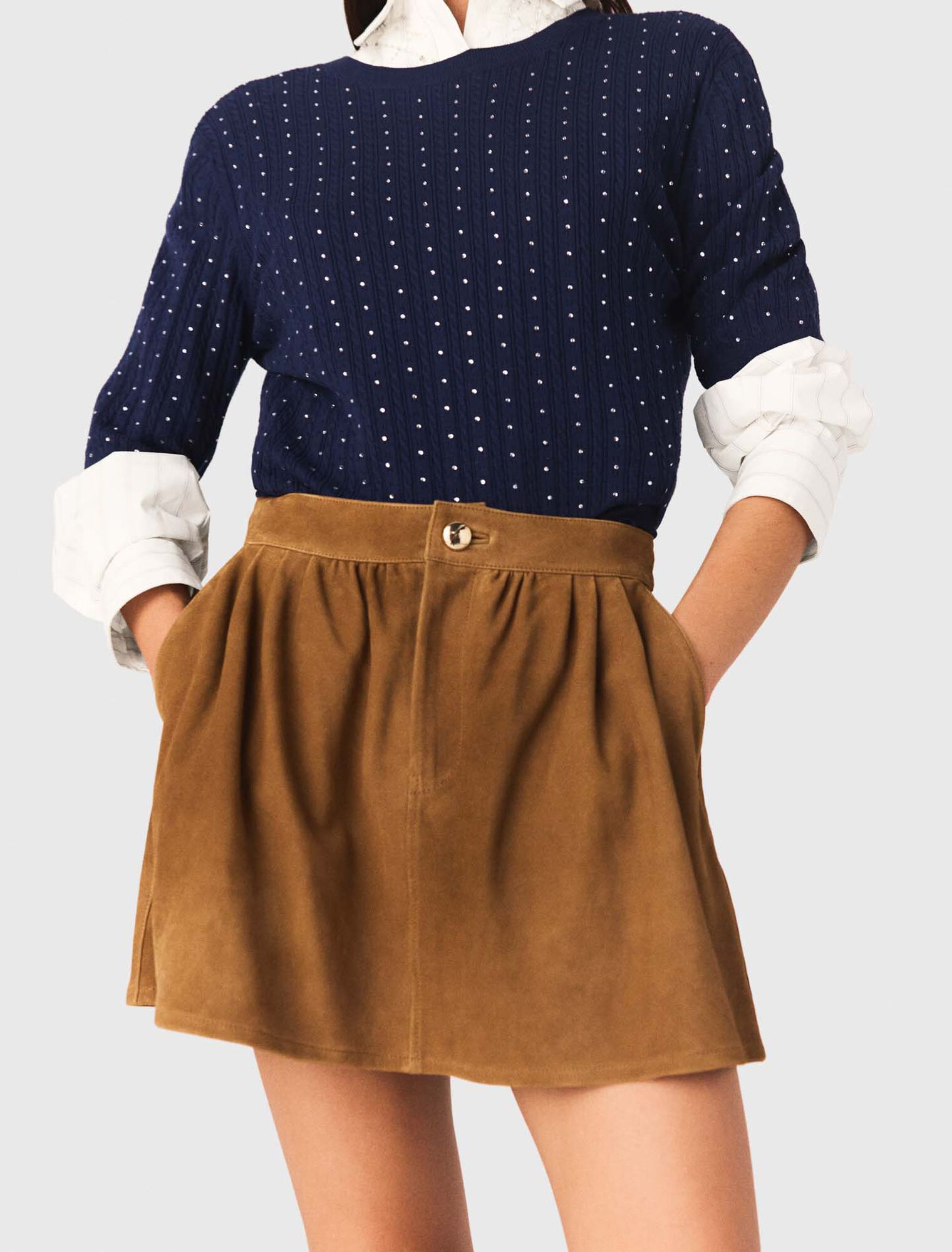 Short suede skirt