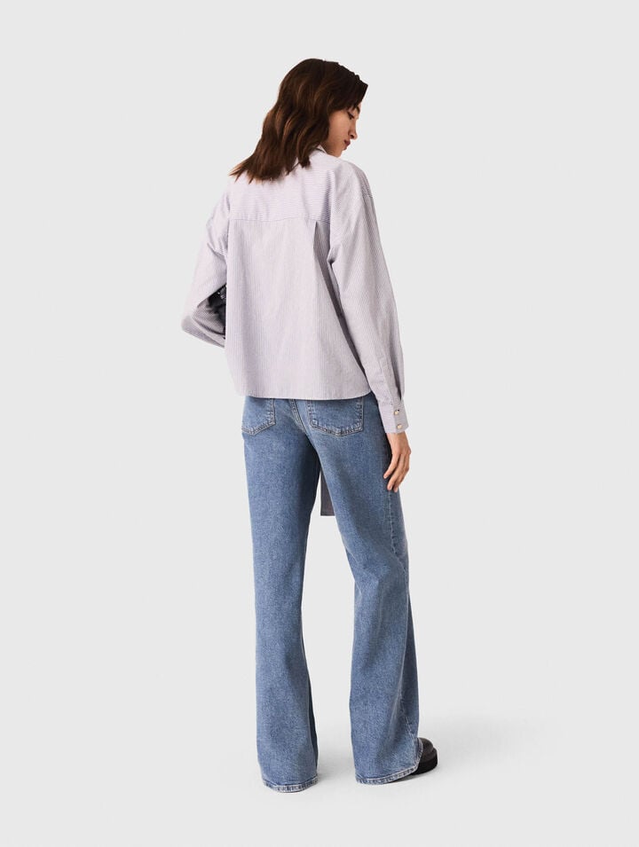 Striped pussy bow shirt
