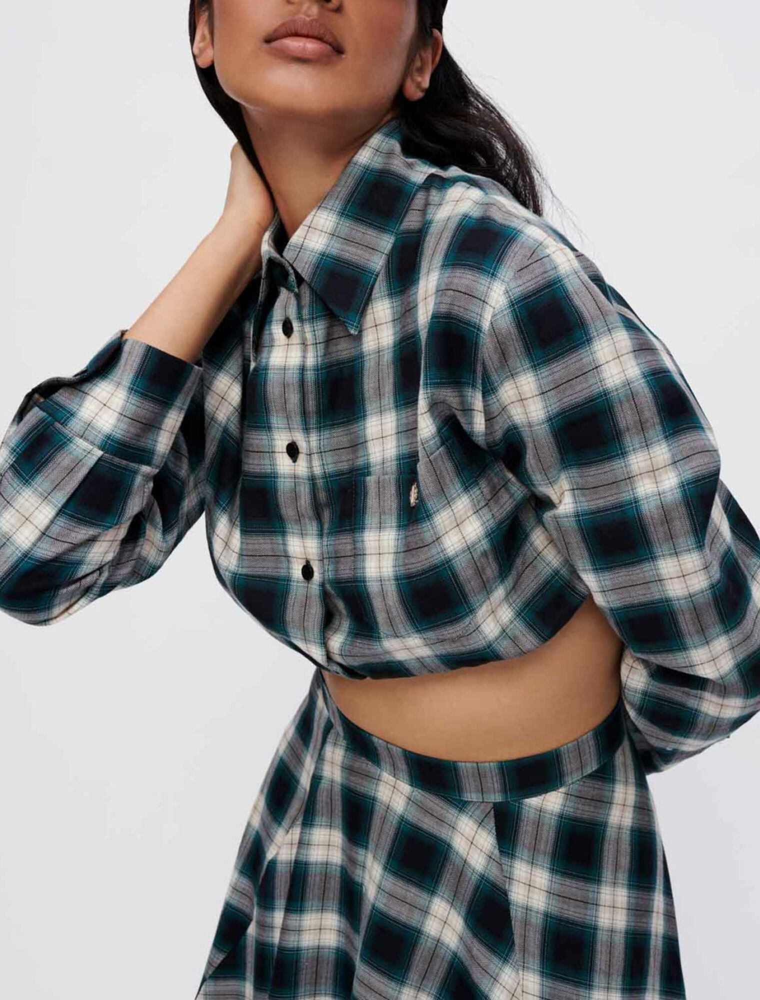 Cotton check cropped shirt