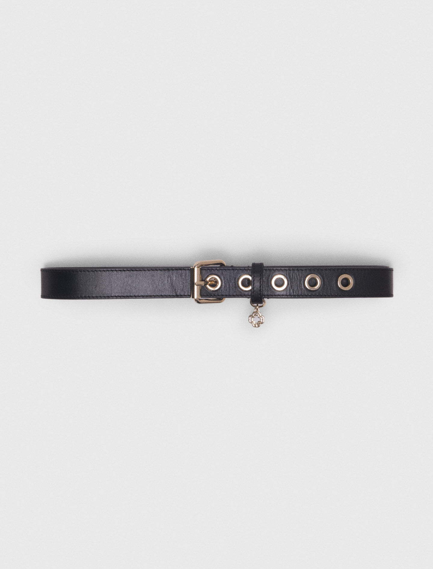 マディソンブルー　ROUND BUCKLE BELT 01 Leather belt with Miss M buckle Black / Gray For Women | Maje