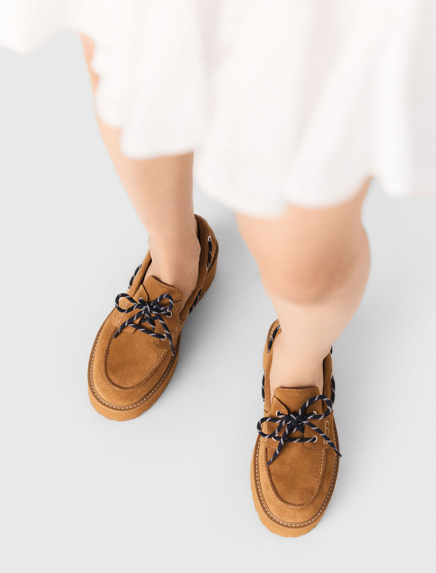 Suede platform boat shoes