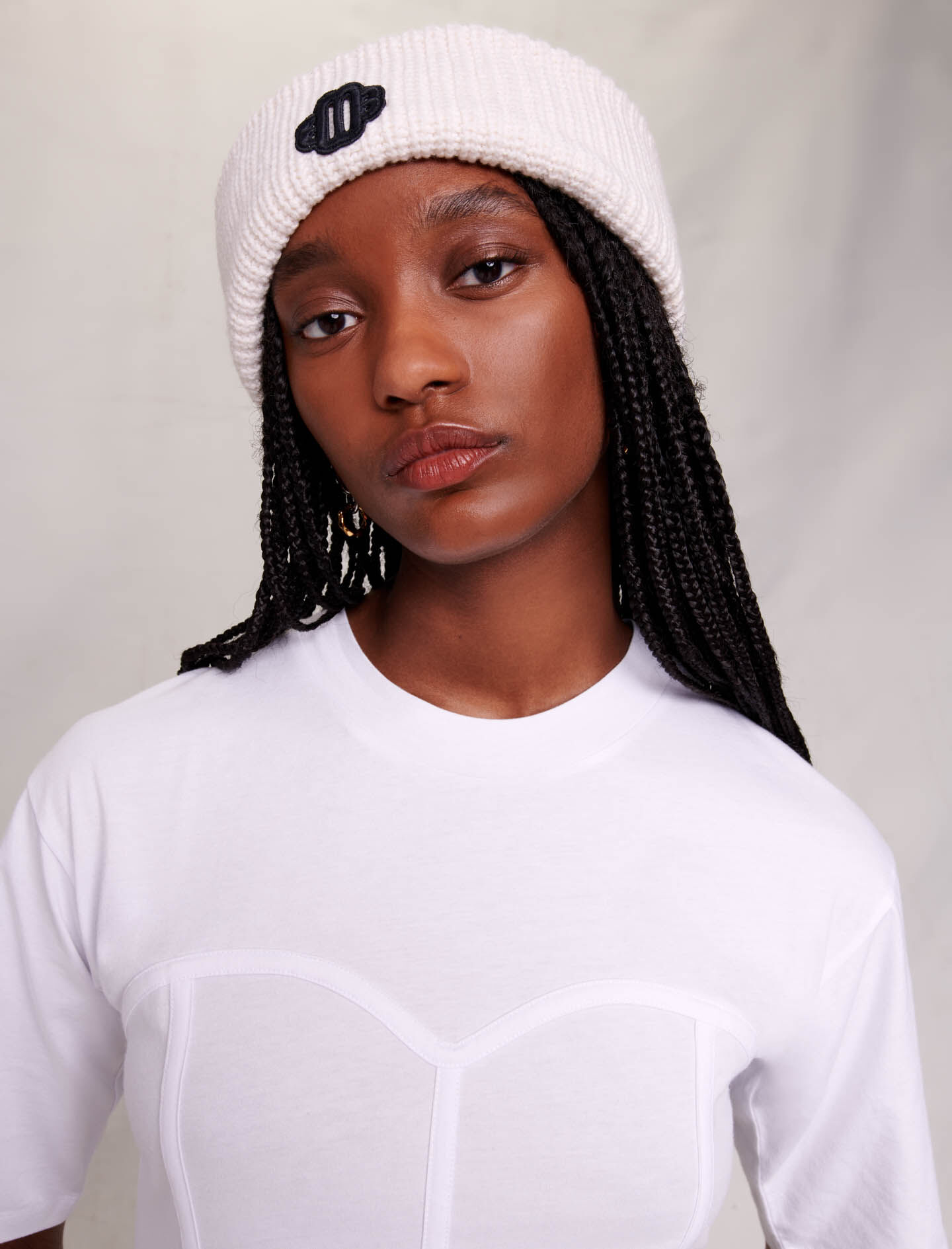 驚きの価格が実現！ For White T-shirt Corset-effect Women Maje | 帽子