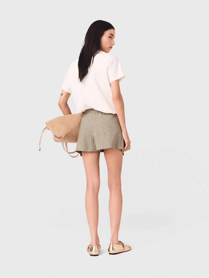 Layered linen blend shorts