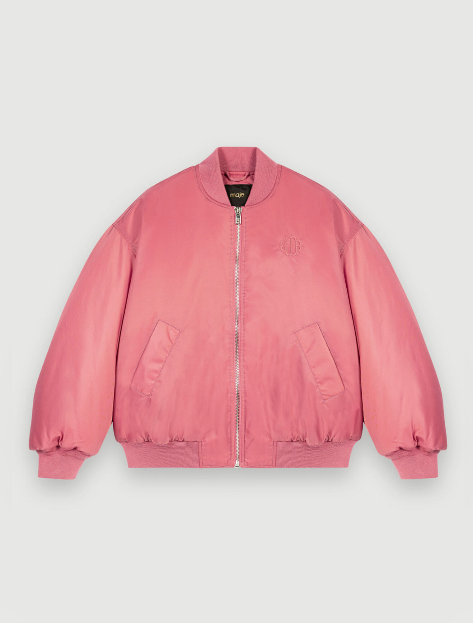 Oversized rosewood bomber jacket