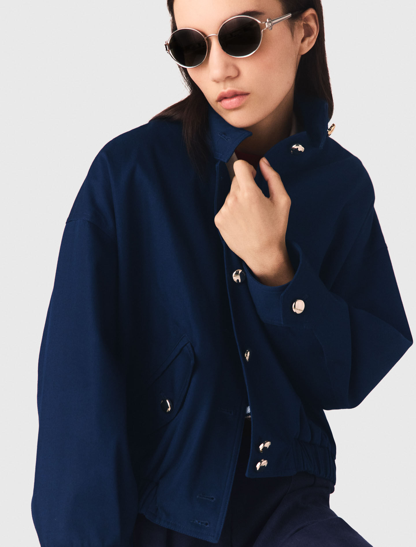Cotton bomber jacket Blue For Women | Maje