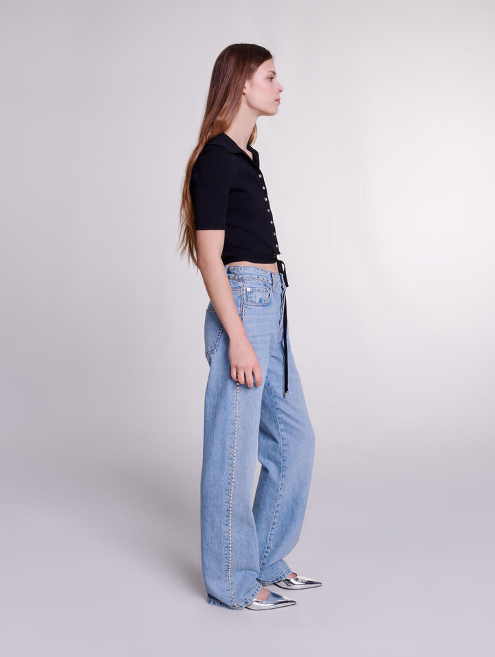 Knit crop top with ties