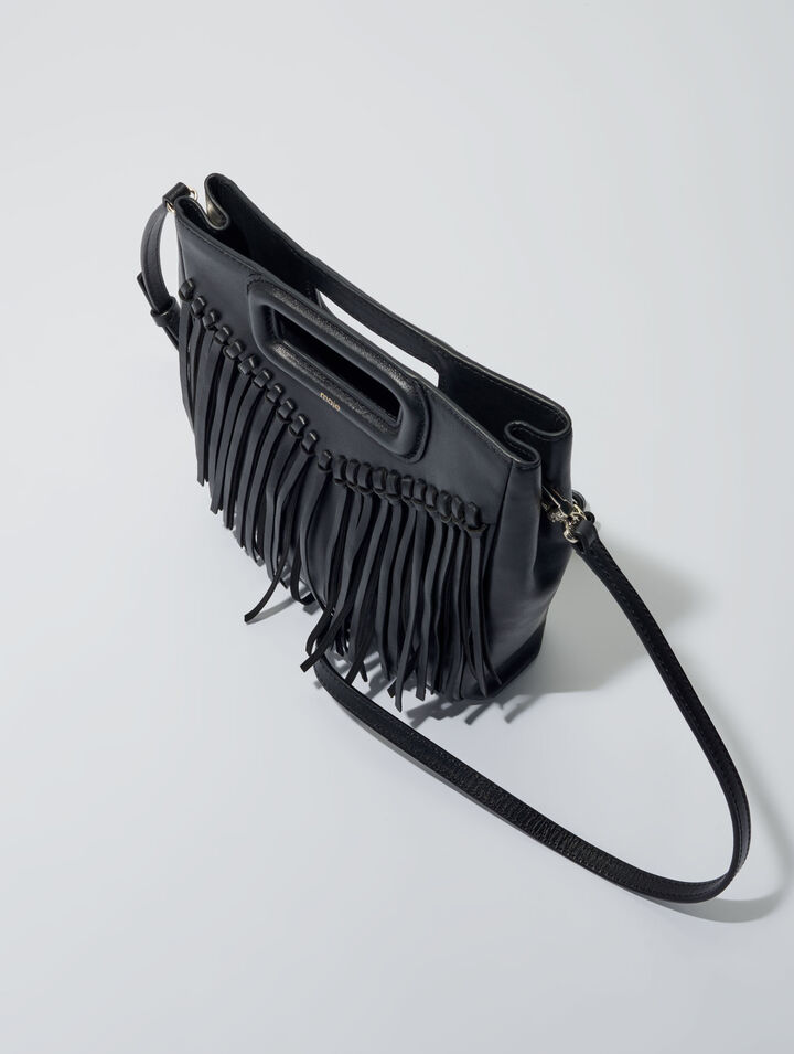 Fringed leather M bag