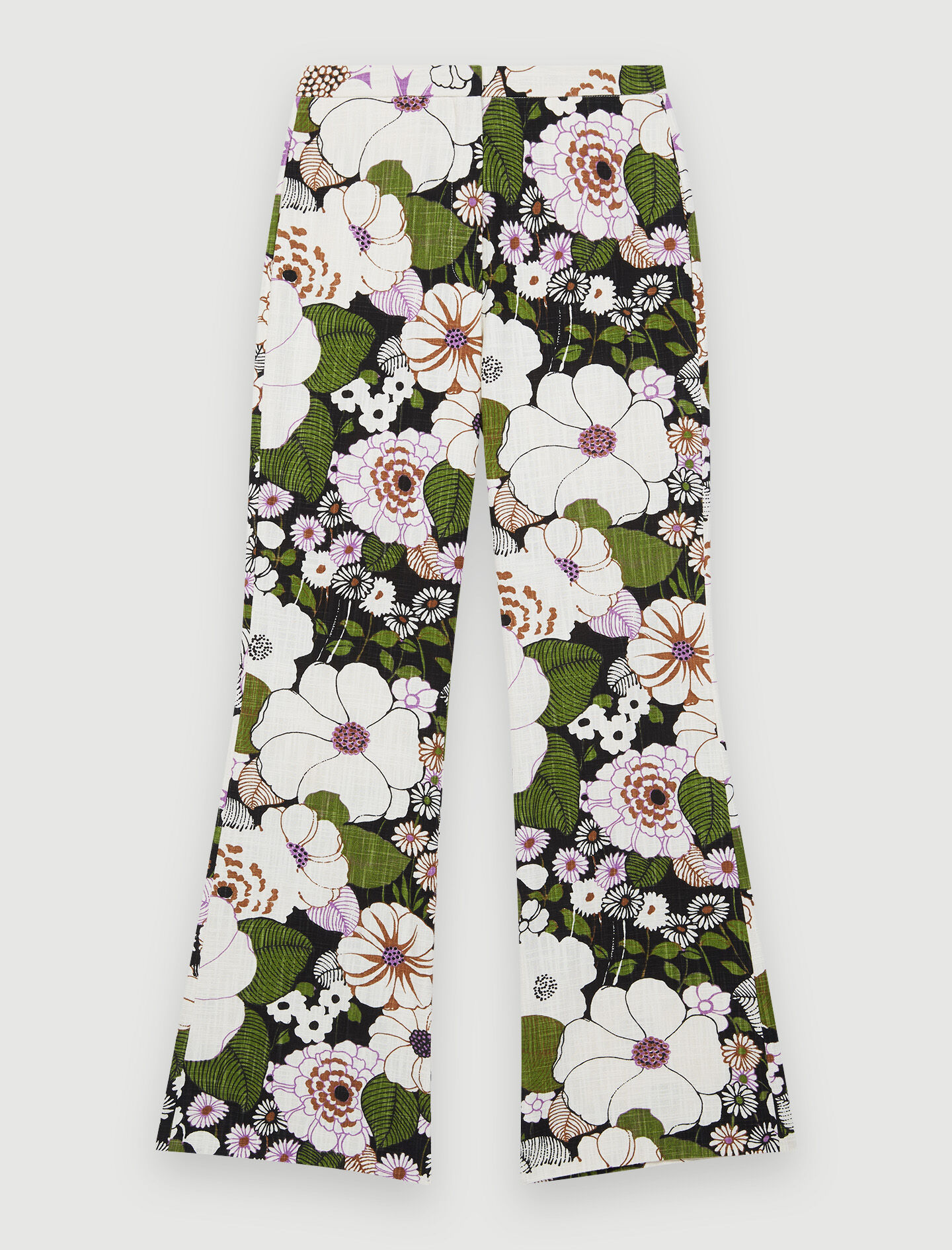 70s Floral print trousers Black / Gray For Women | Maje