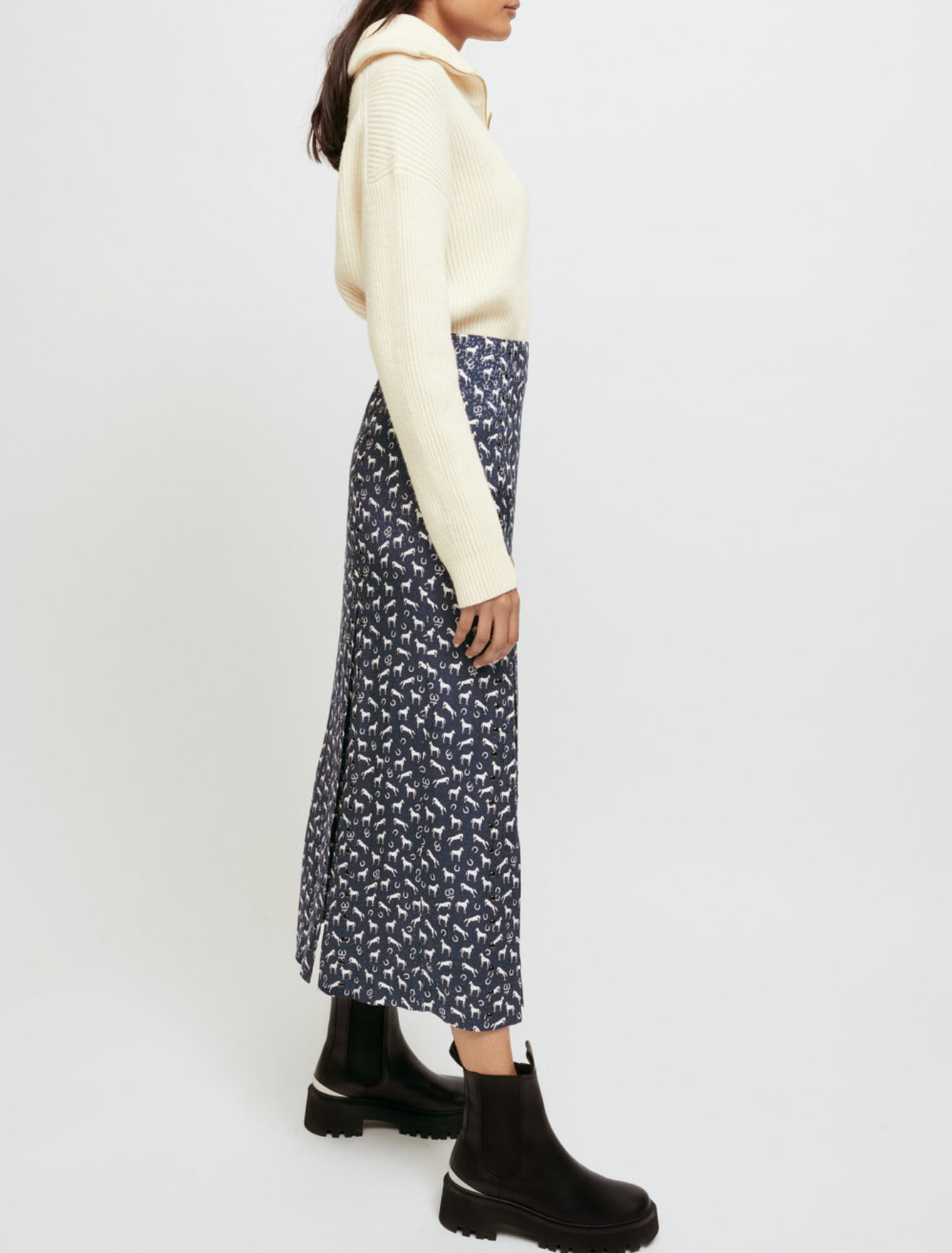 Horse stud print jacquard skirt